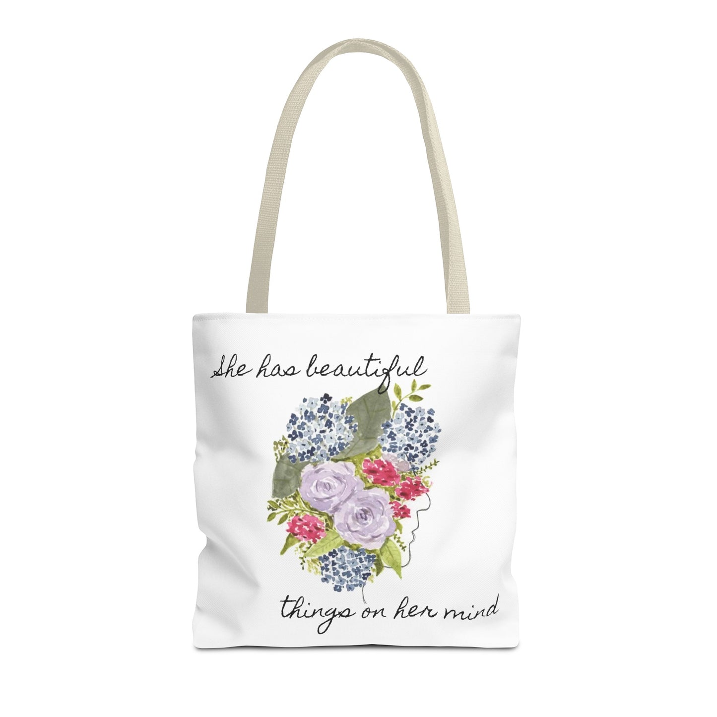 Watercolor "She Has Beautiful Things on Her Mind" Tote Bag