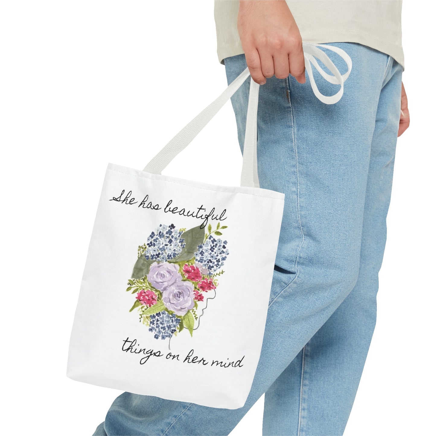 Watercolor "She Has Beautiful Things on Her Mind" Tote Bag