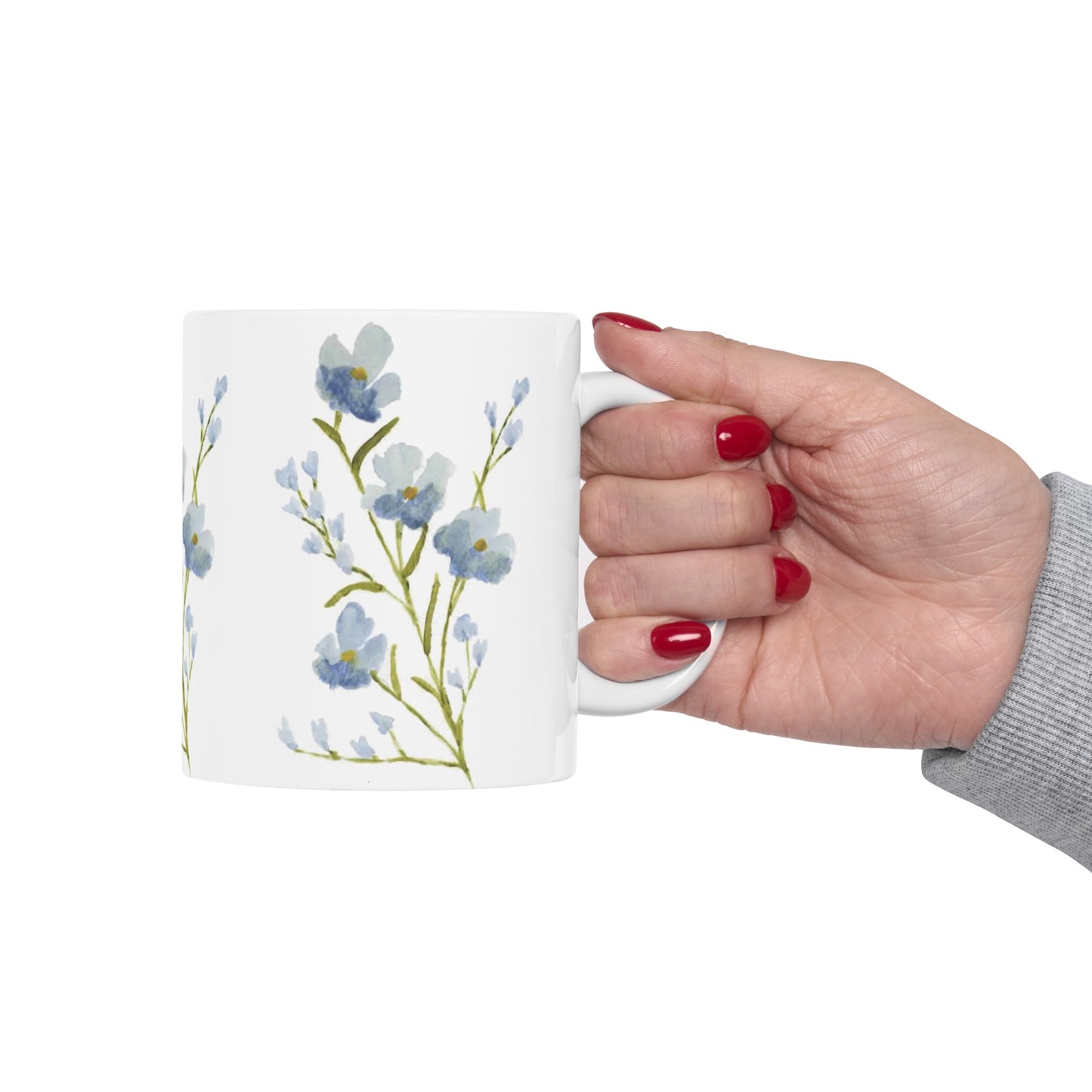 Watercolor Blue Flowers Ceramic Mug