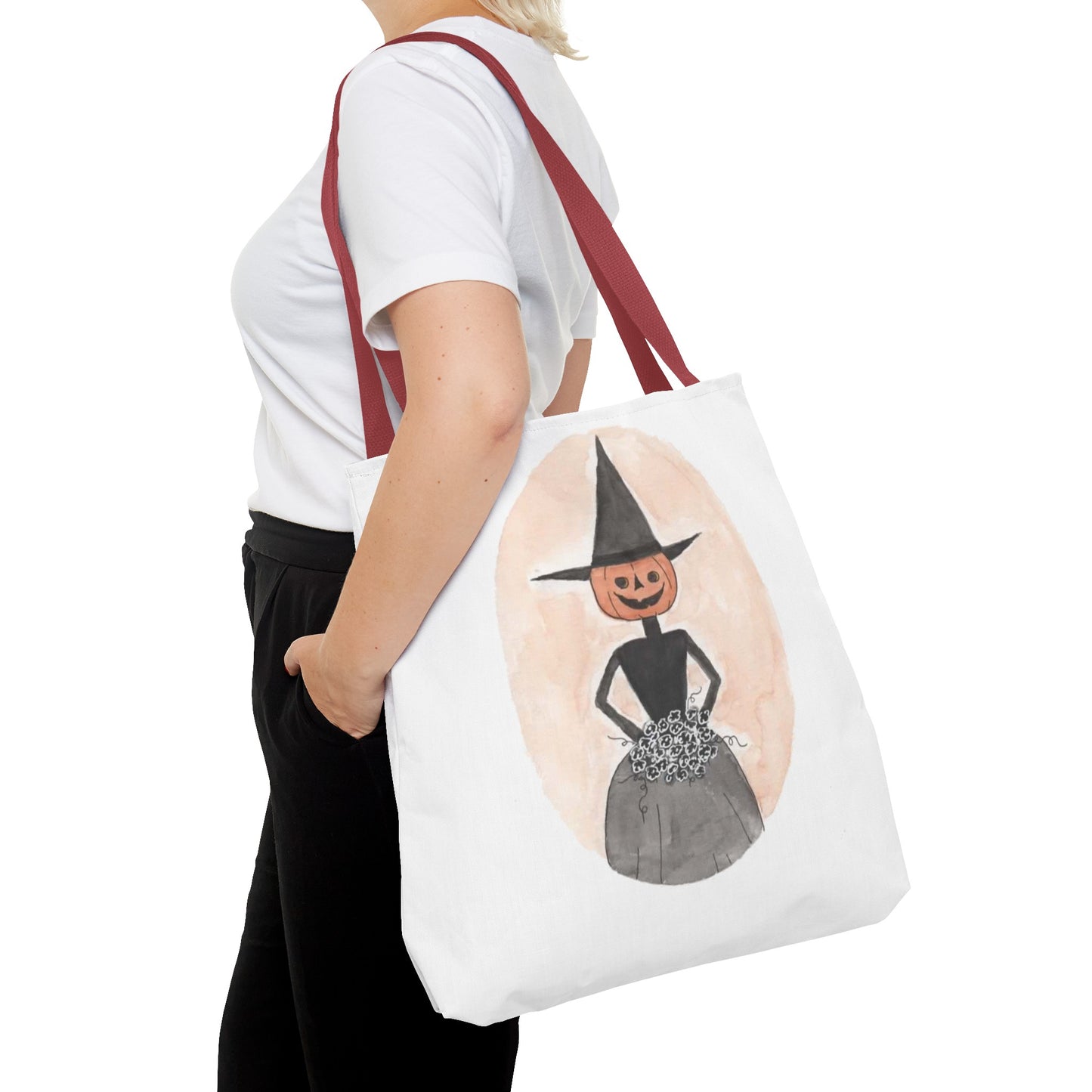 Halloween Watercolor Proper Pumpkin Lady Tote Bag