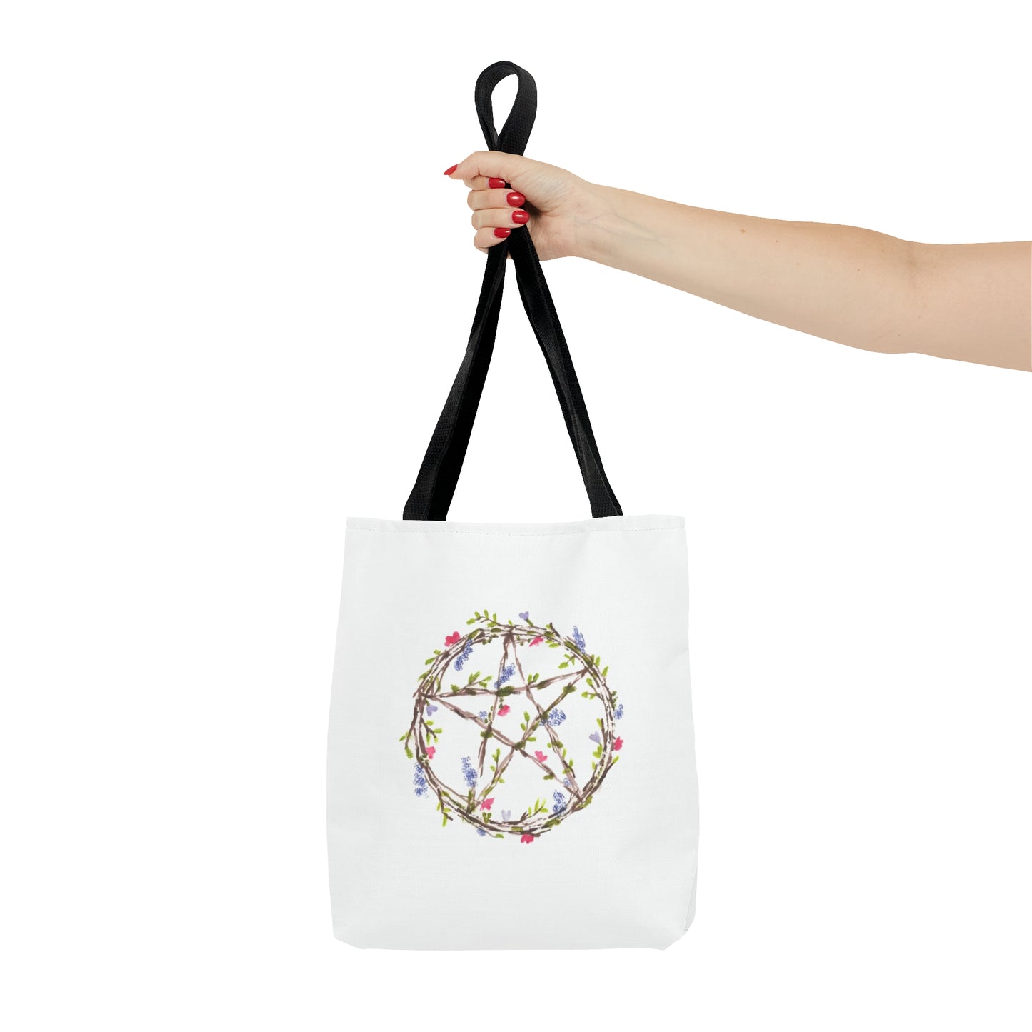 Watercolor Floral Pentacle Tote Bag