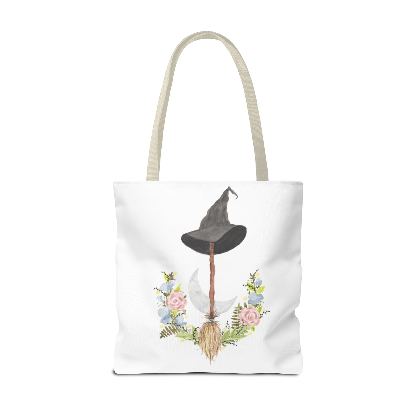 Watercolor Witchy Broomstick Tote Bag