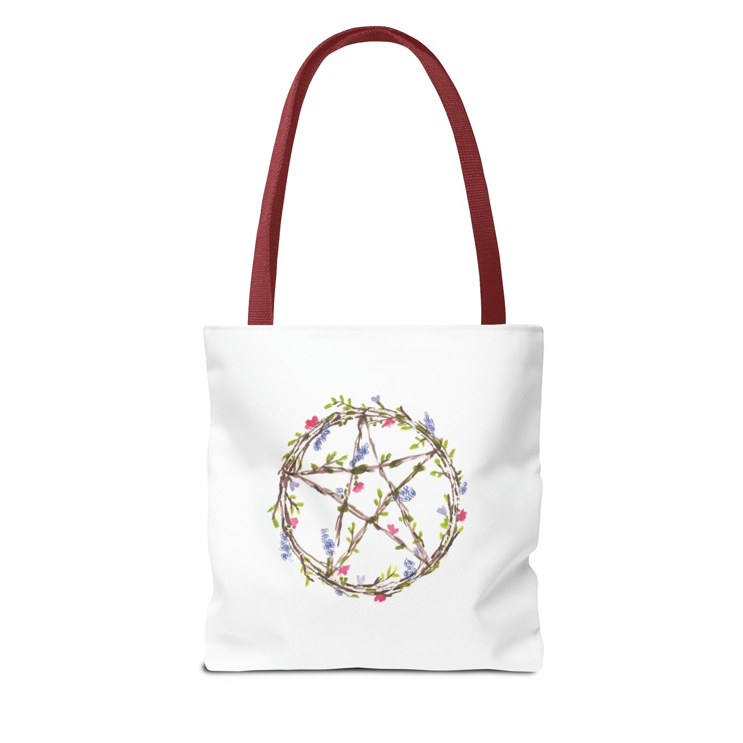 Watercolor Floral Pentacle Tote Bag