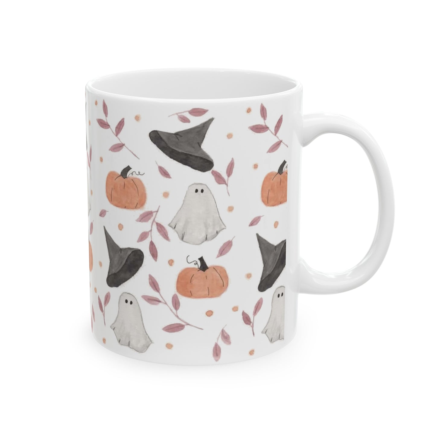 Halloween Watercolor Pattern Ceramic Mug, (11oz, 15oz)