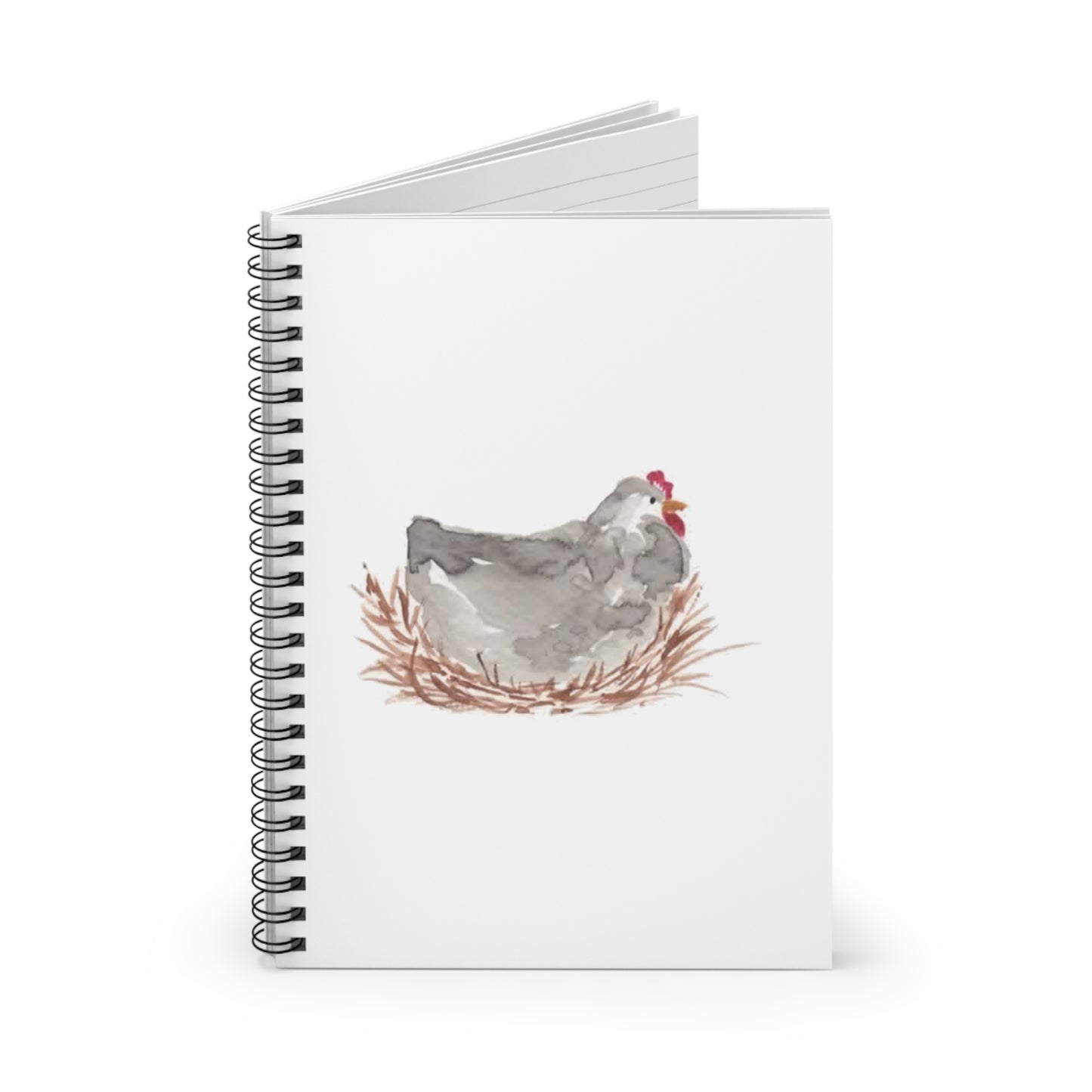 Watercolor Laying Hen Spiral Notebook - Ruled Line