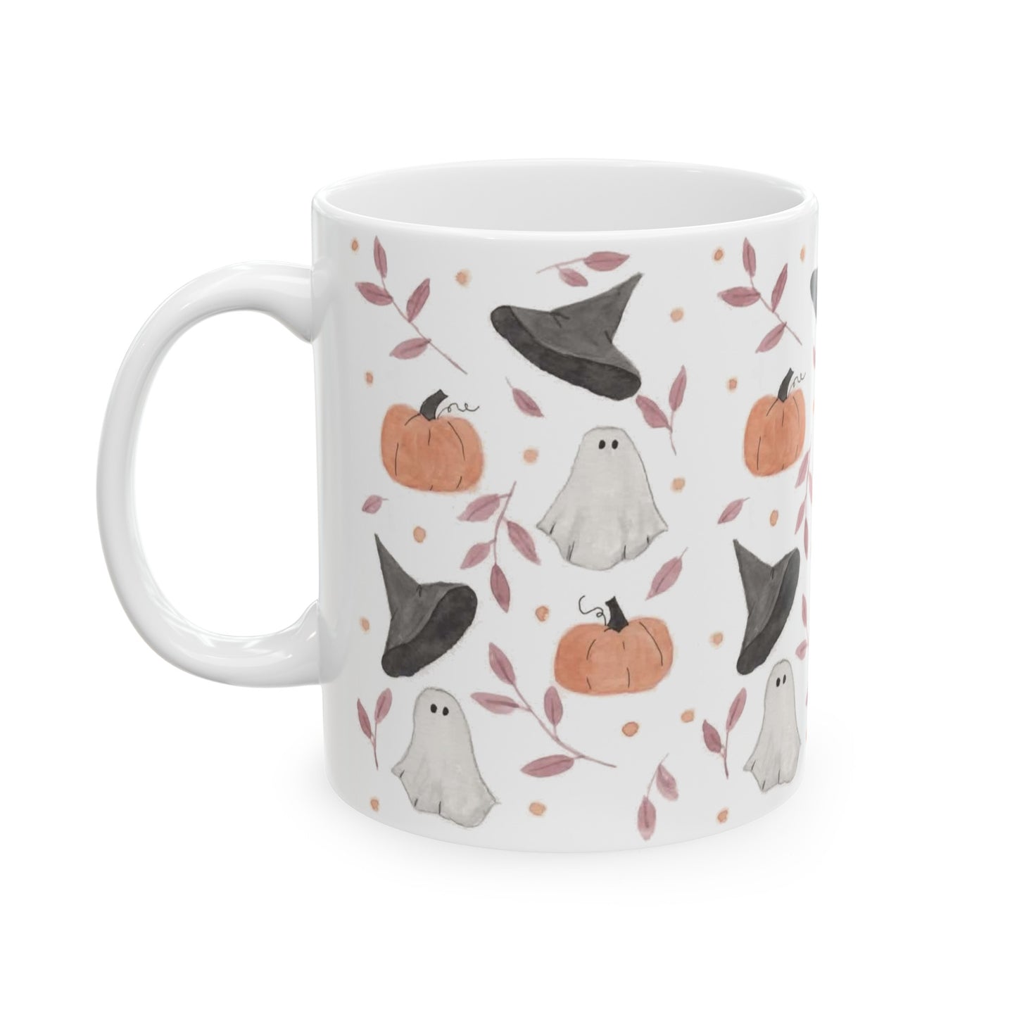 Halloween Watercolor Pattern Ceramic Mug, (11oz, 15oz)
