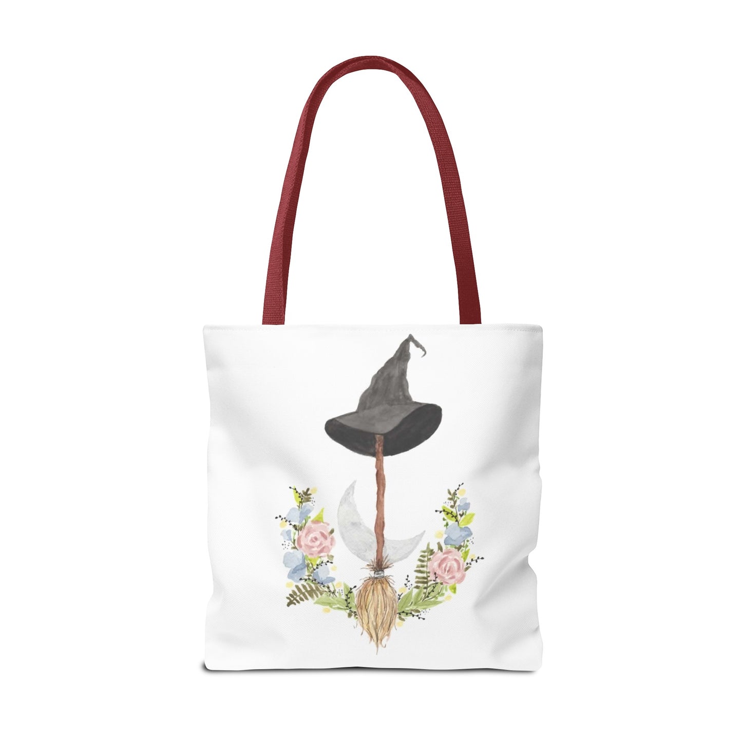 Watercolor Witchy Broomstick Tote Bag