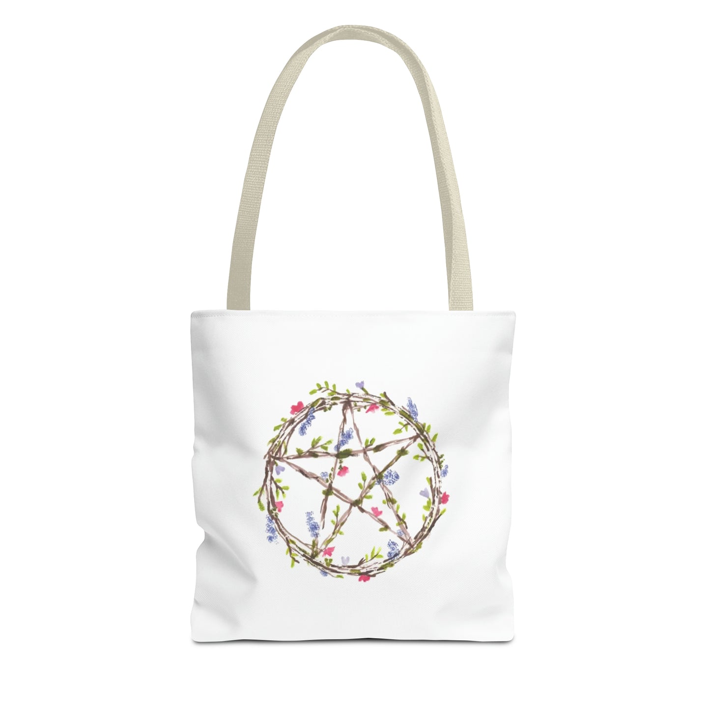 Watercolor Floral Pentacle Tote Bag