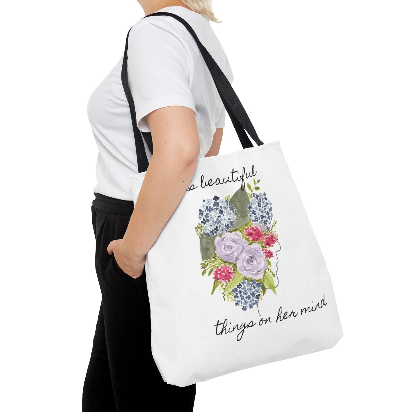 Watercolor "She Has Beautiful Things on Her Mind" Tote Bag