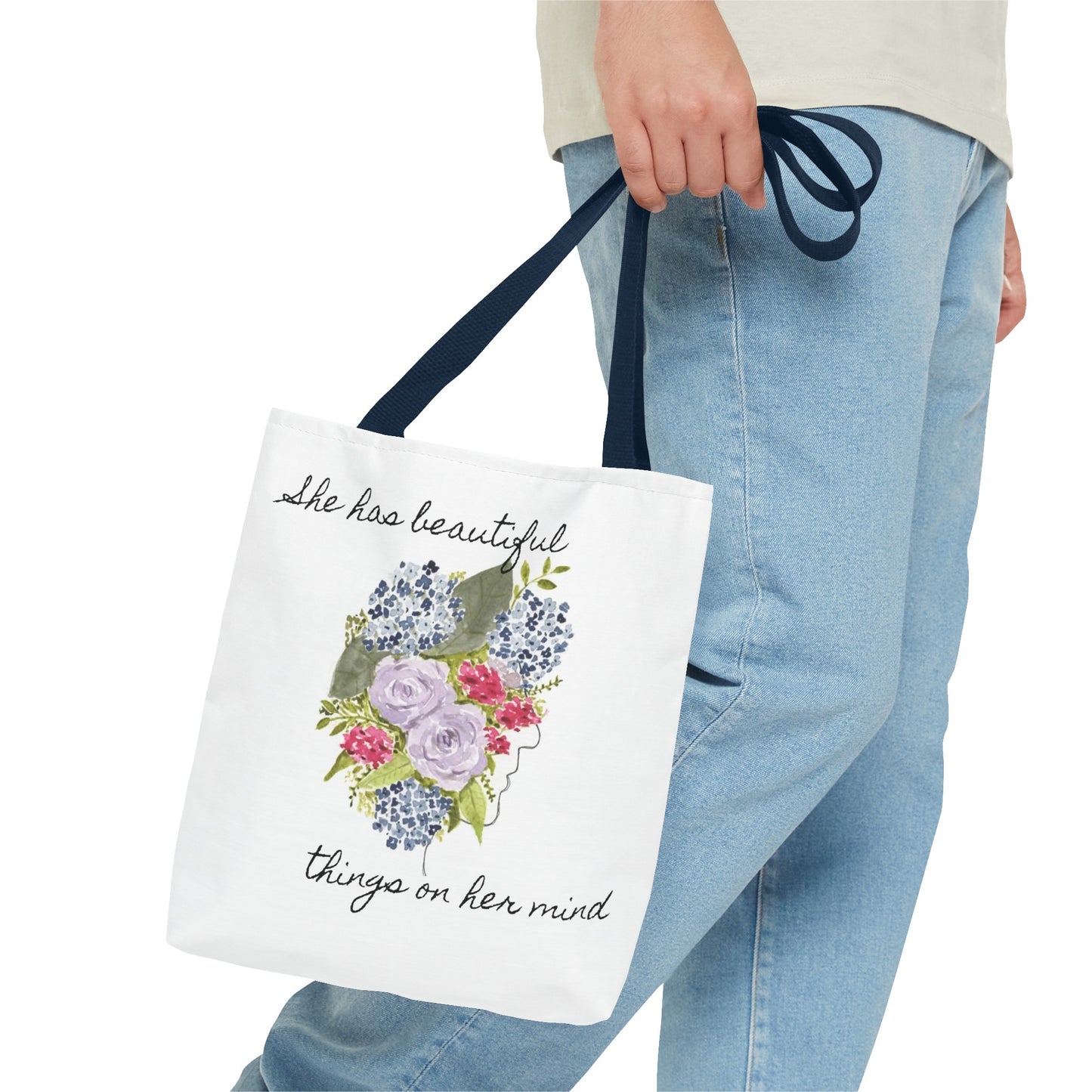 Watercolor "She Has Beautiful Things on Her Mind" Tote Bag