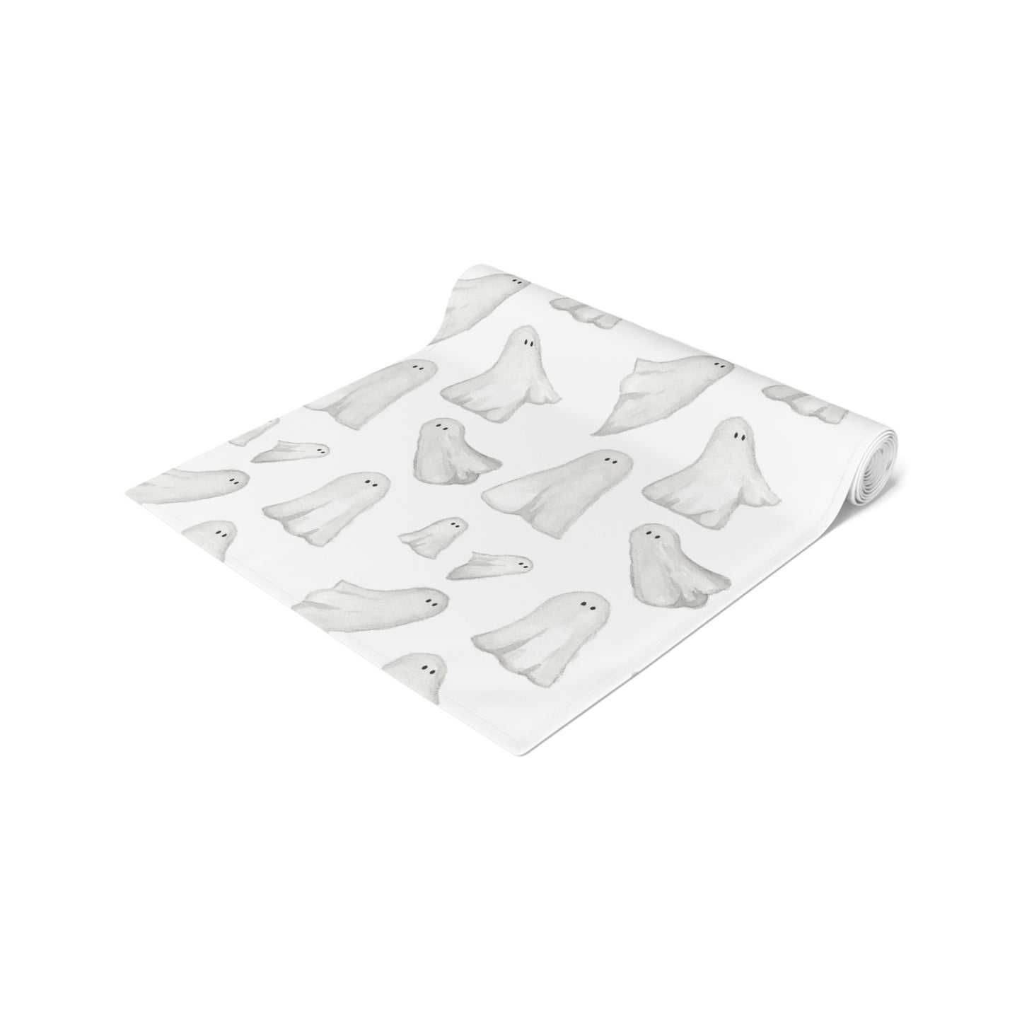 Halloween Watercolor Ghosts Table Runner (Cotton, Poly)