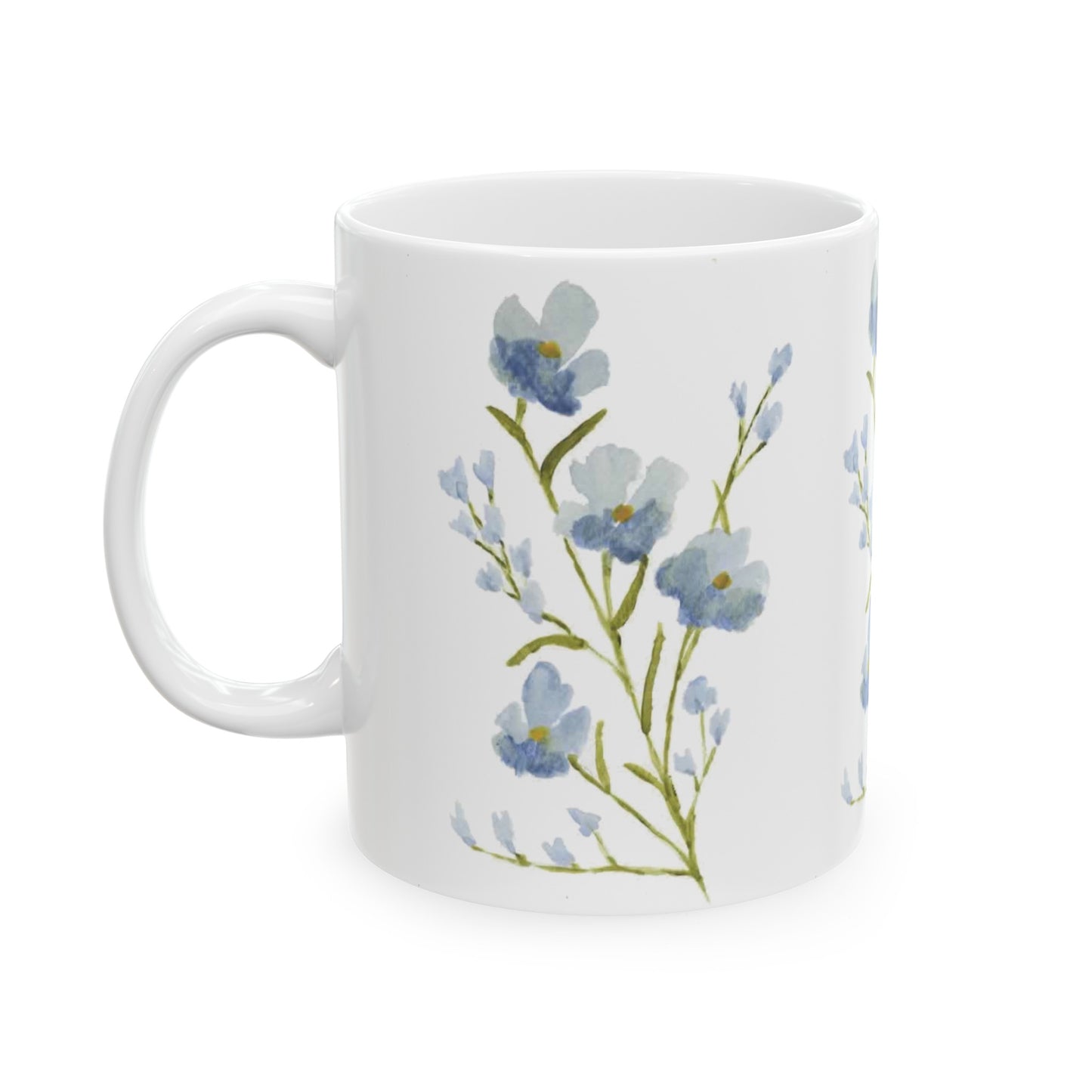 Watercolor Blue Flowers Ceramic Mug