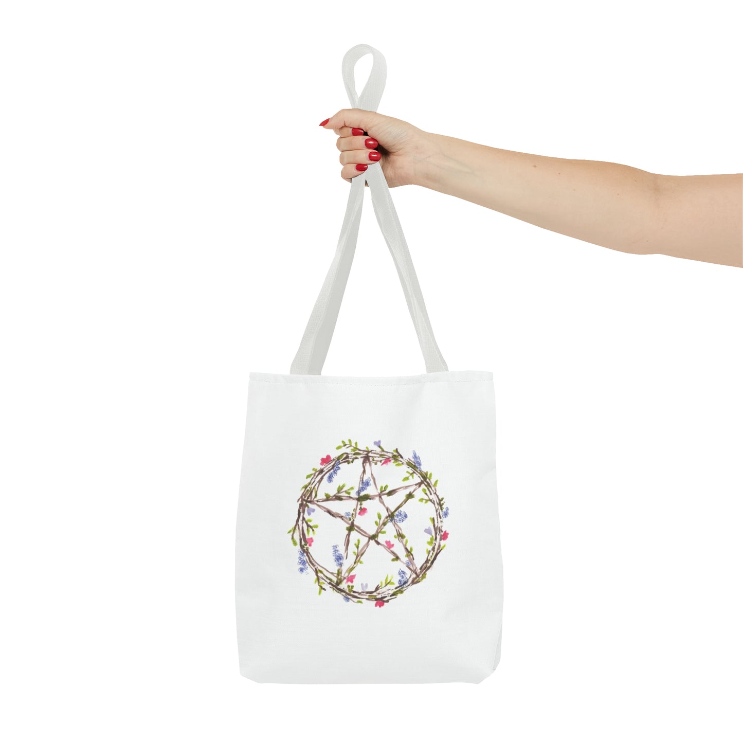 Watercolor Floral Pentacle Tote Bag