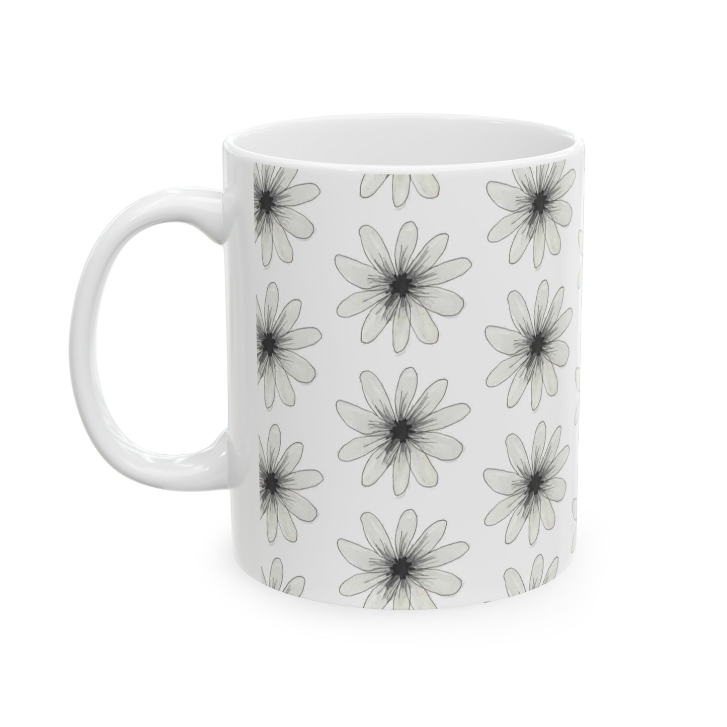 Watercolor White Daisy Ceramic Mug
