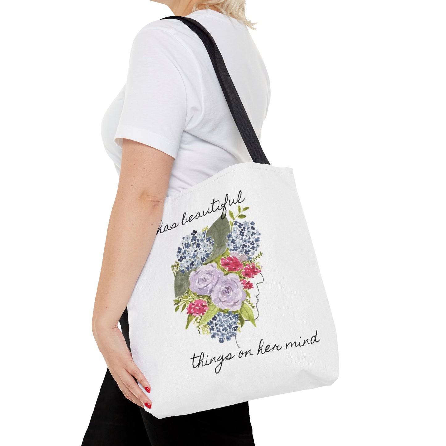 Watercolor "She Has Beautiful Things on Her Mind" Tote Bag