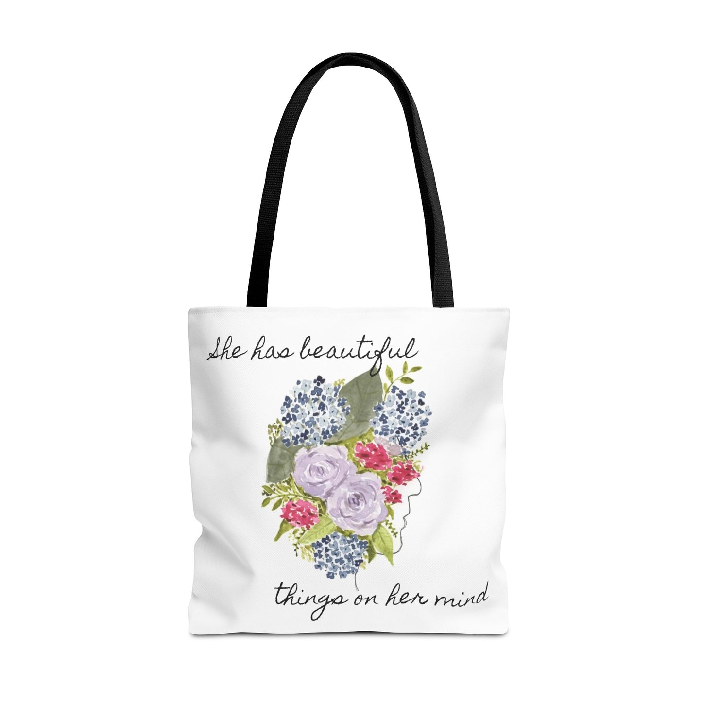 Watercolor "She Has Beautiful Things on Her Mind" Tote Bag