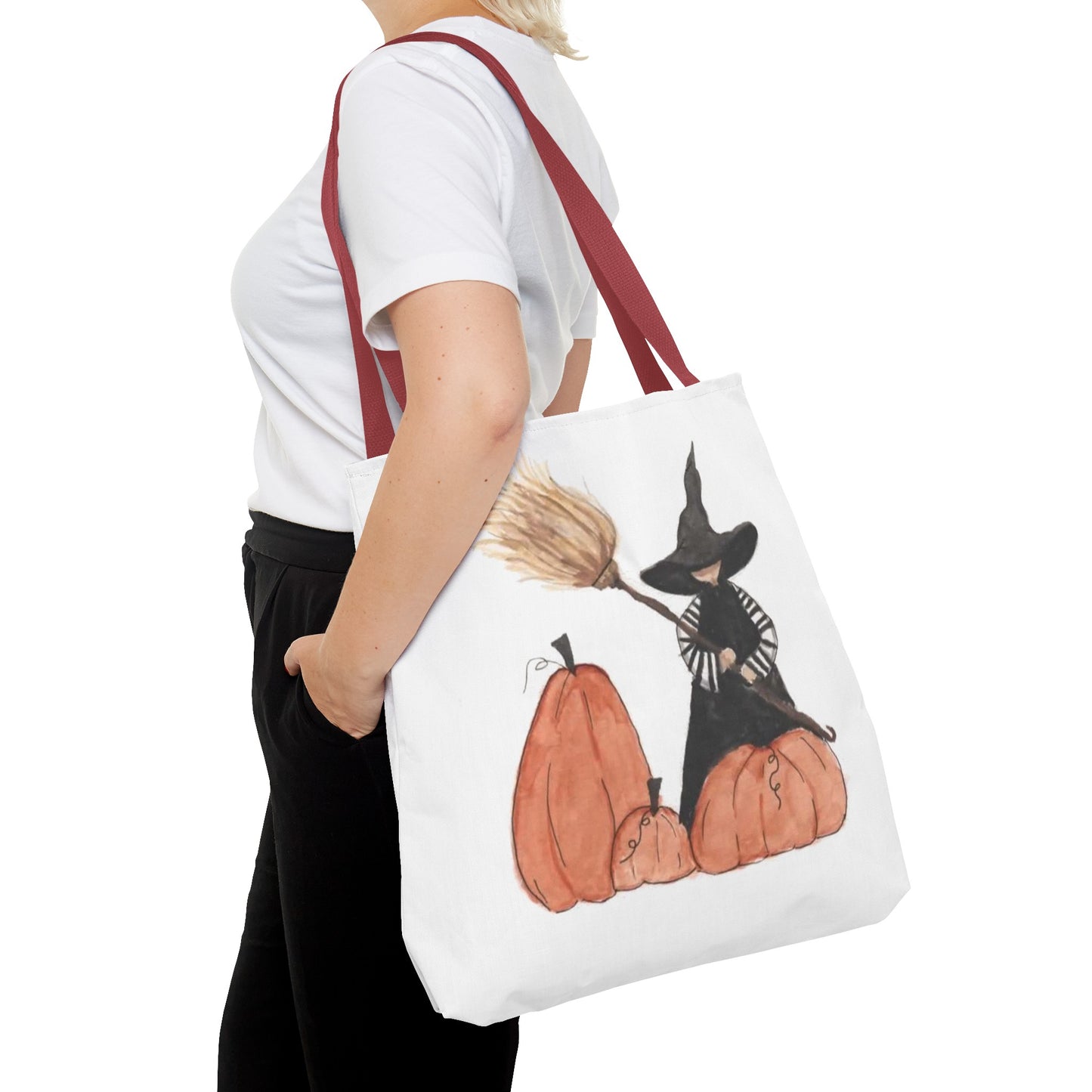 Halloween Watercolor Lil Witch Tote Bag