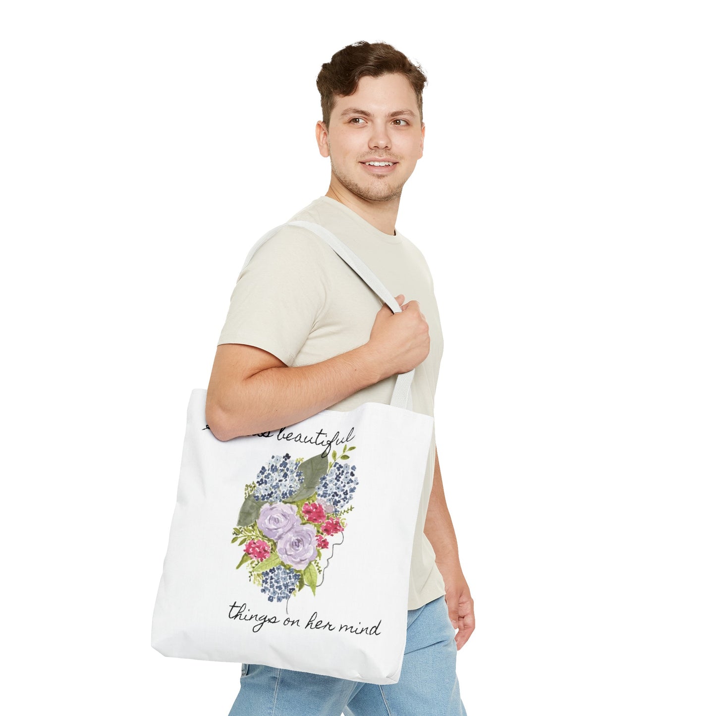 Watercolor "She Has Beautiful Things on Her Mind" Tote Bag