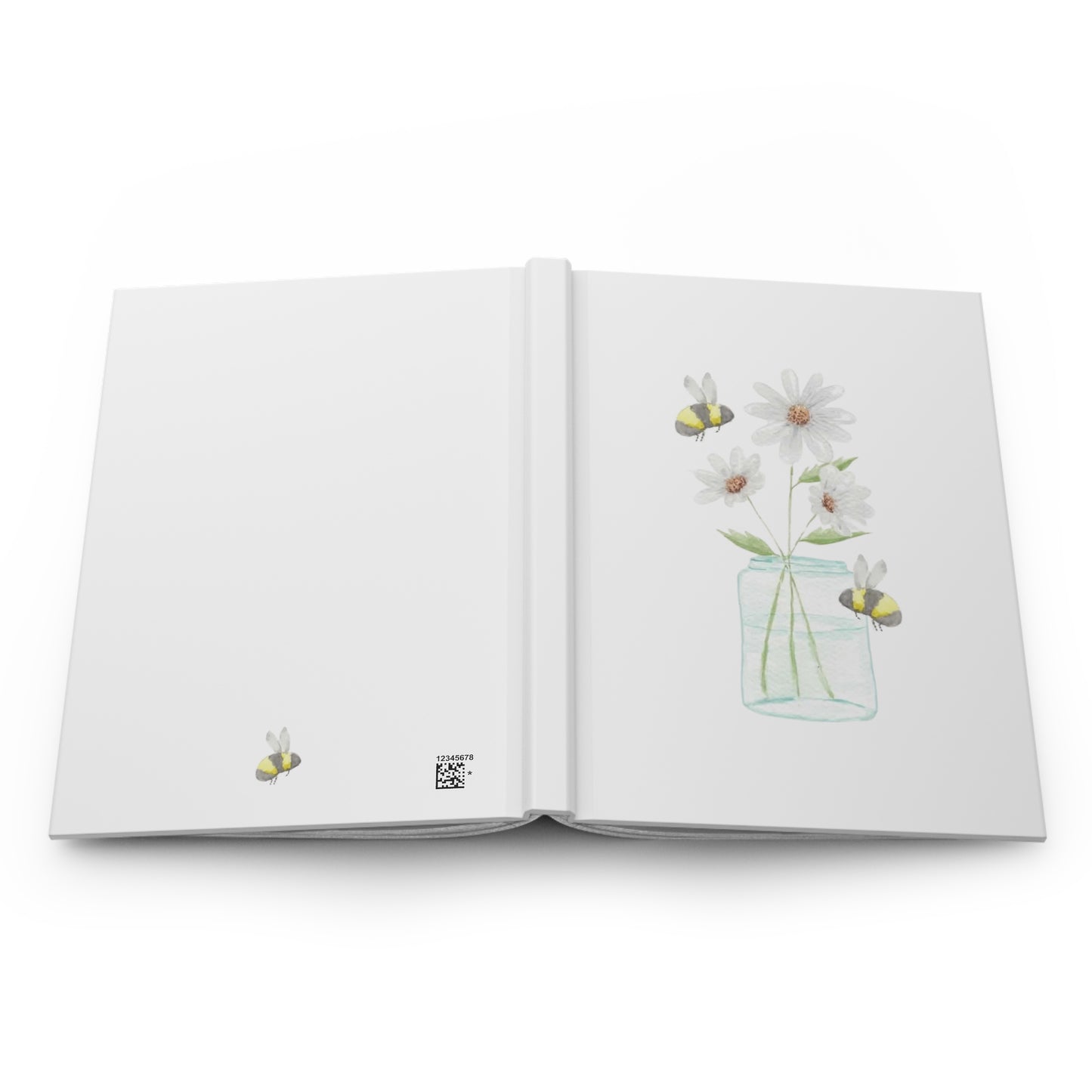Watercolor Daisies and Bees Hardcover Journal Matte