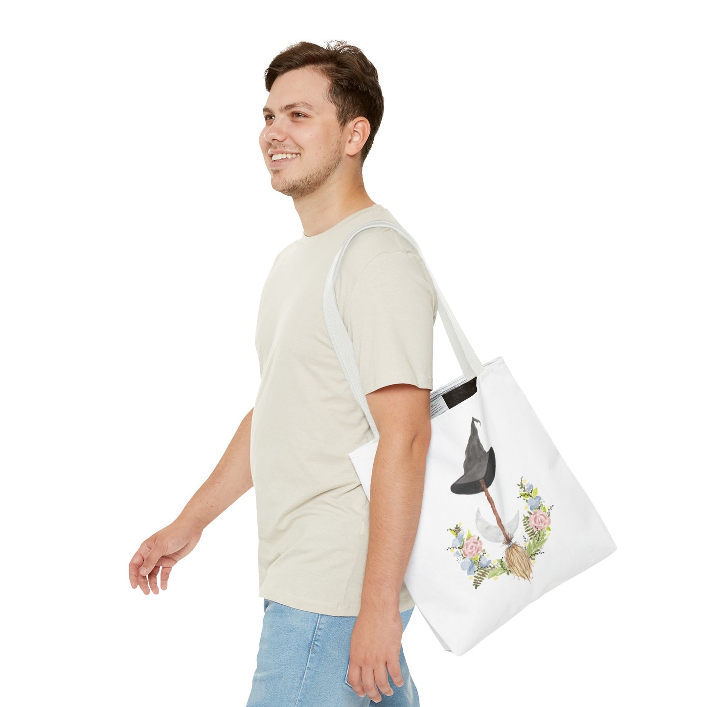 Watercolor Witchy Broomstick Tote Bag