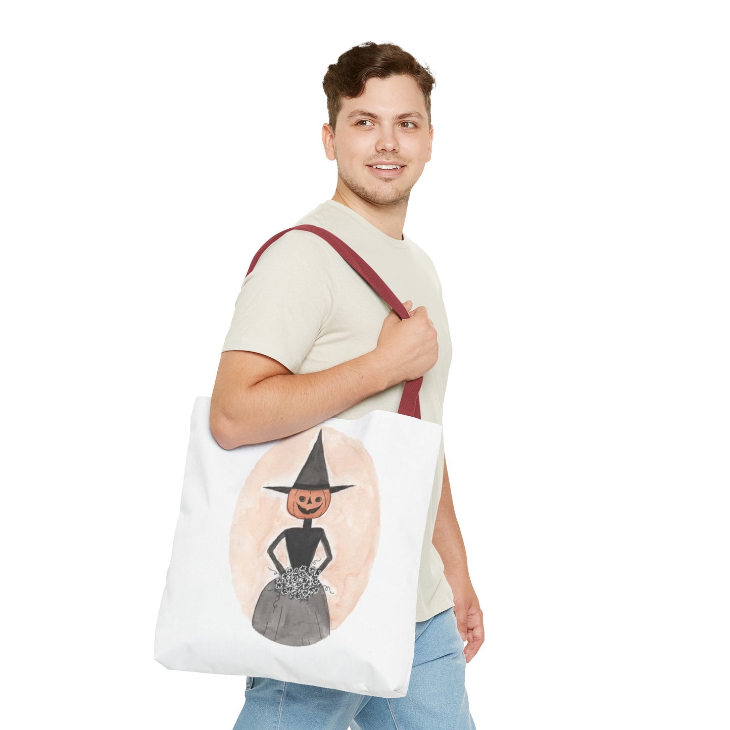 Halloween Watercolor Proper Pumpkin Lady Tote Bag