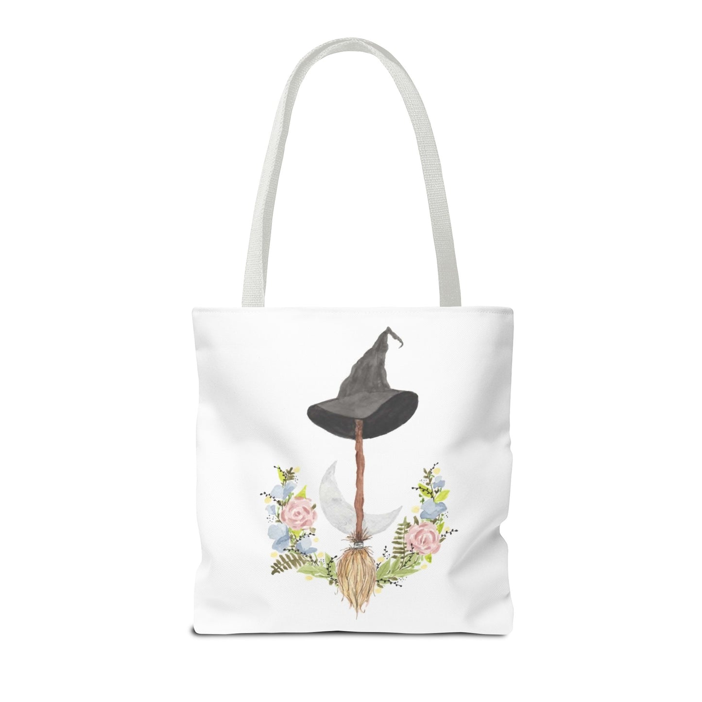 Watercolor Witchy Broomstick Tote Bag
