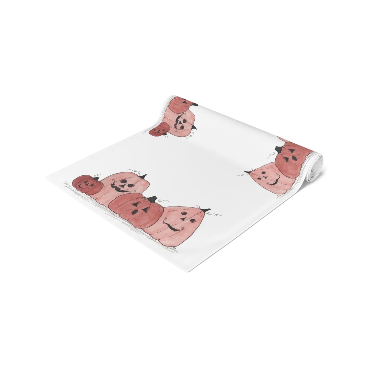 Halloween Watercolor Pumpkin Table Runner (Cotton, Poly)