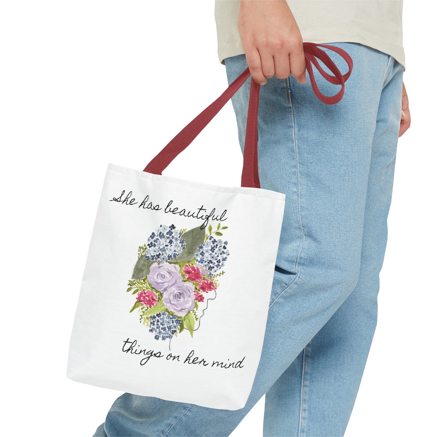 Watercolor "She Has Beautiful Things on Her Mind" Tote Bag
