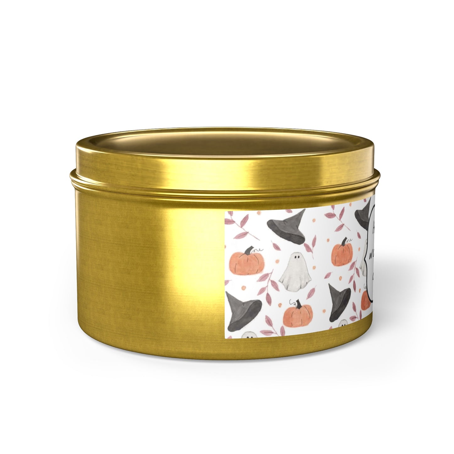 Halloween Watercolor Pattern "Most Wonderful Time of the Year" Tin Candles