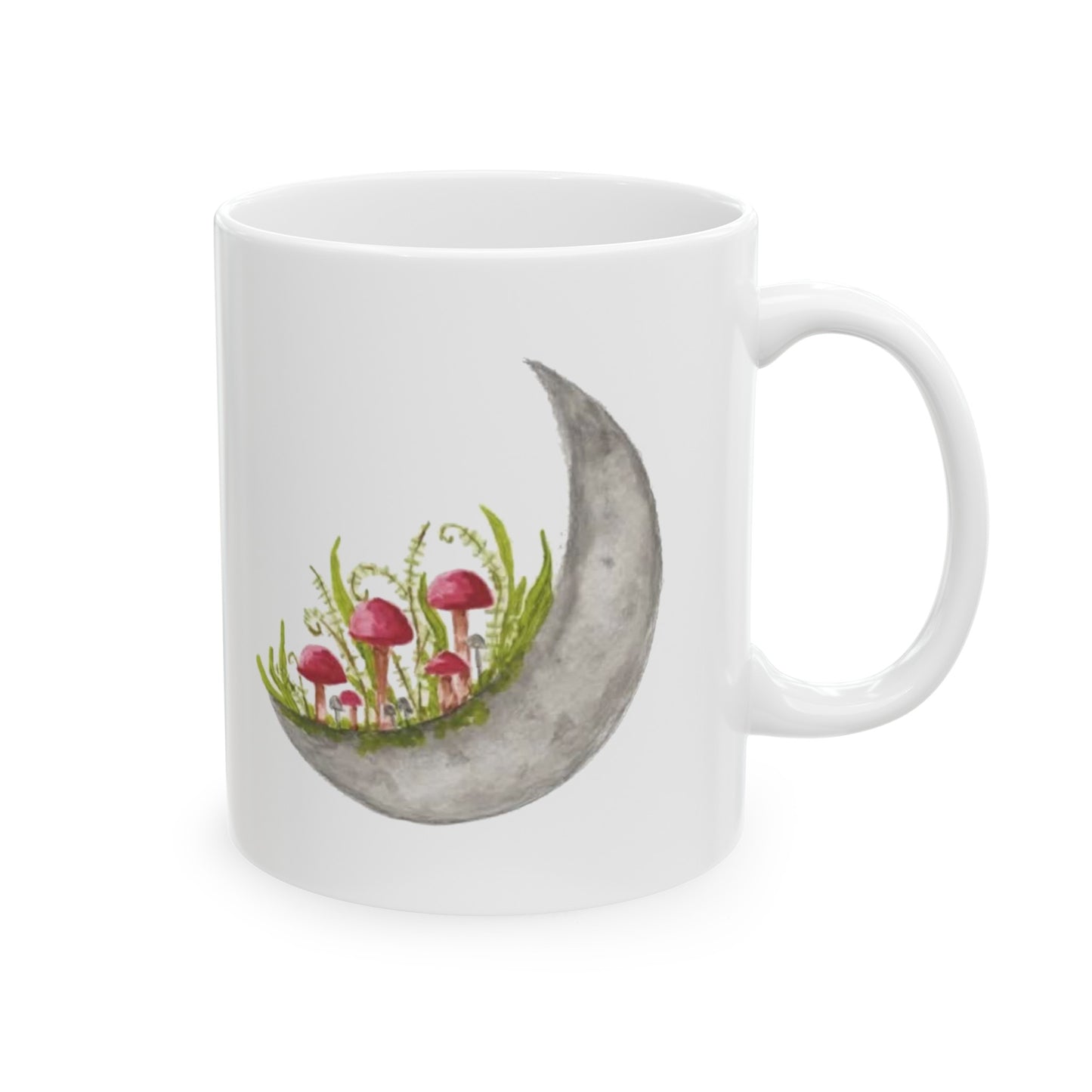 Watercolor Mushroom Moon Ceramic Mug