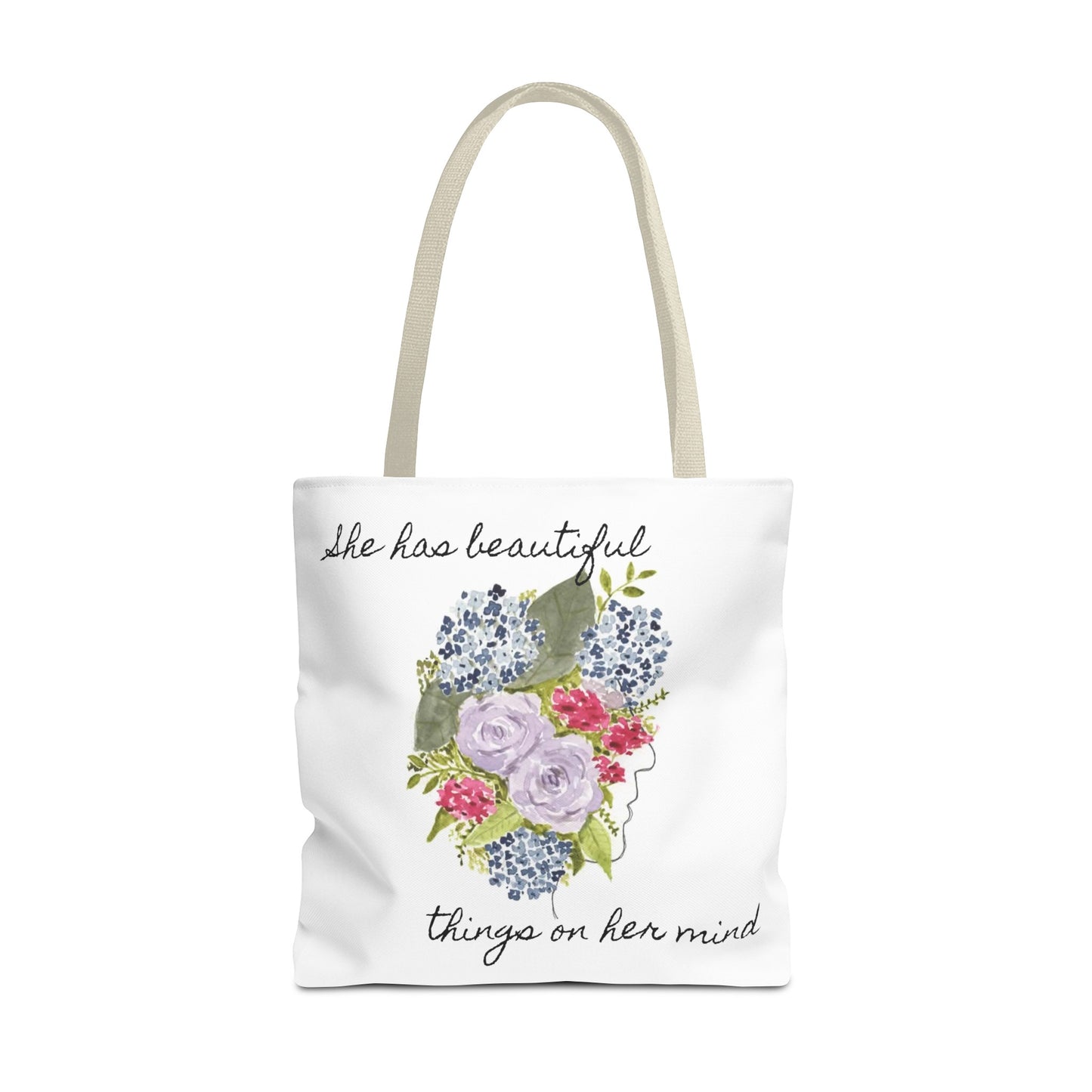 Watercolor "She Has Beautiful Things on Her Mind" Tote Bag