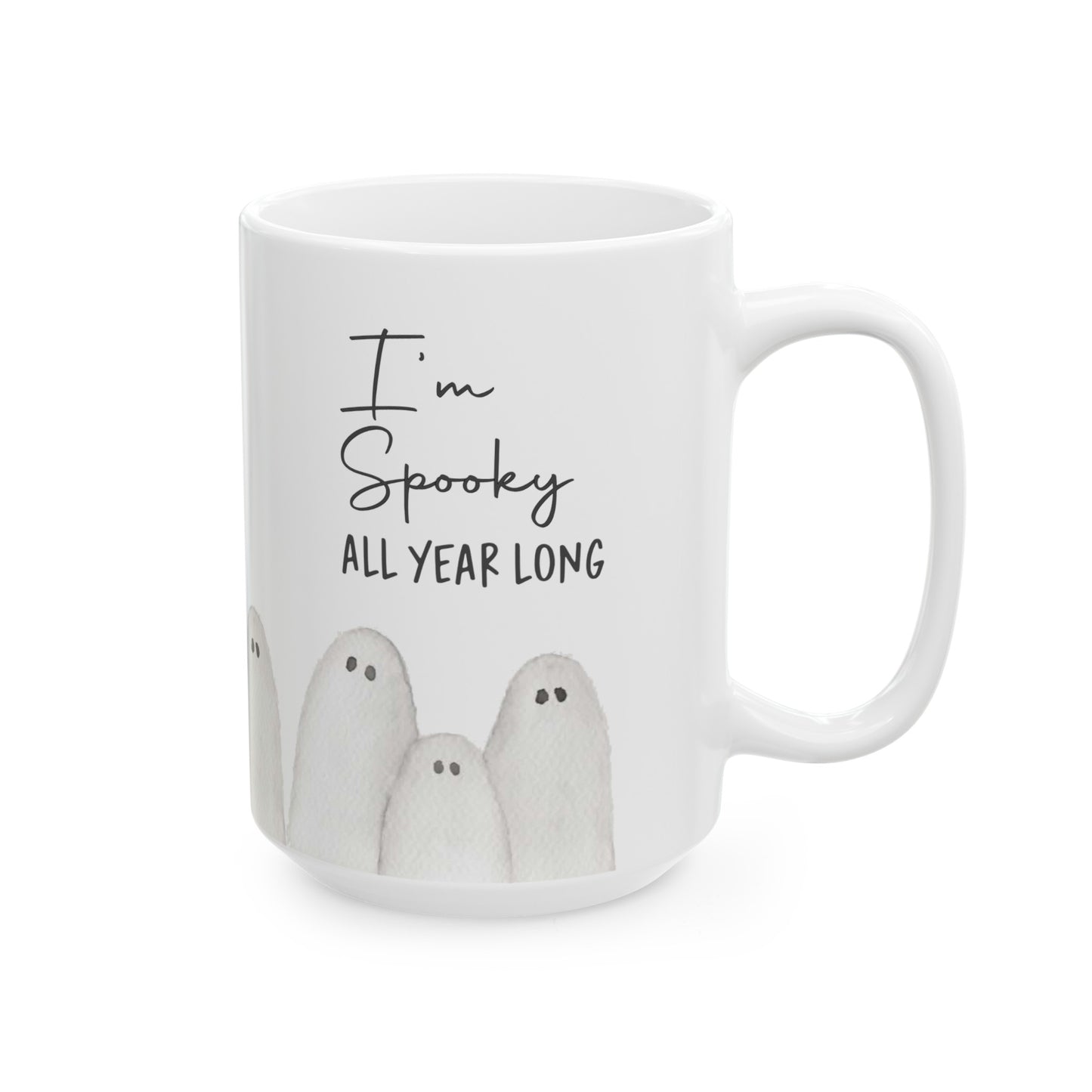 I'm Spooky All Year Long Watercolor Ghosts Ceramic Mug