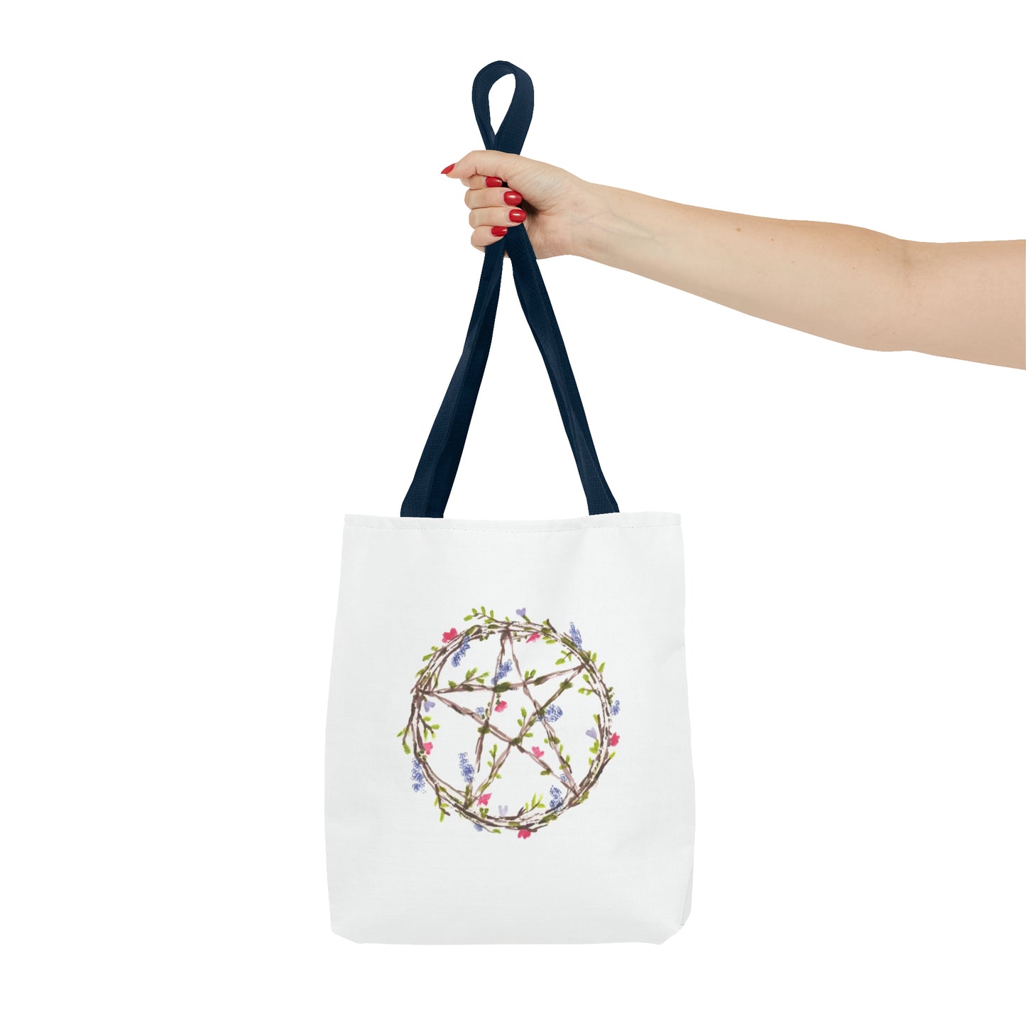Watercolor Floral Pentacle Tote Bag