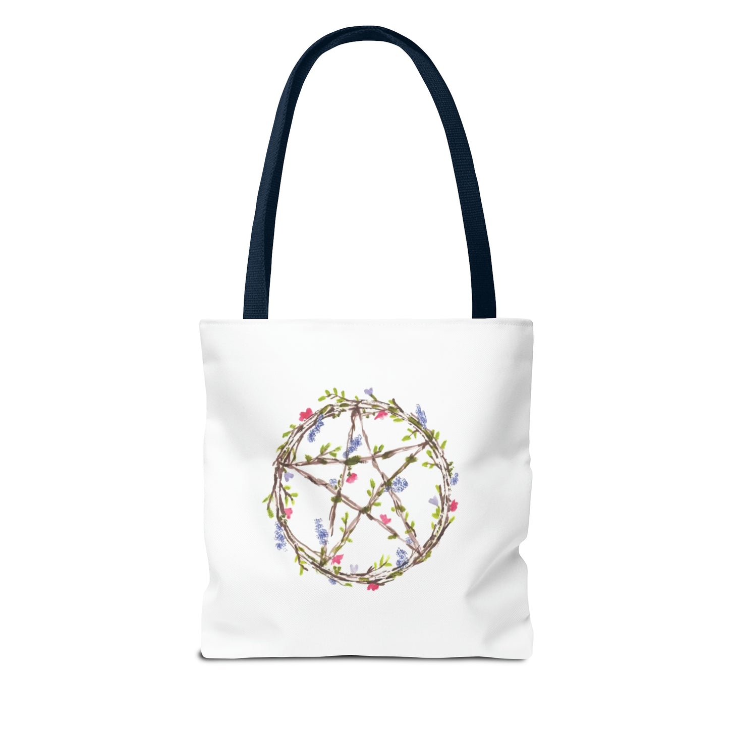 Watercolor Floral Pentacle Tote Bag