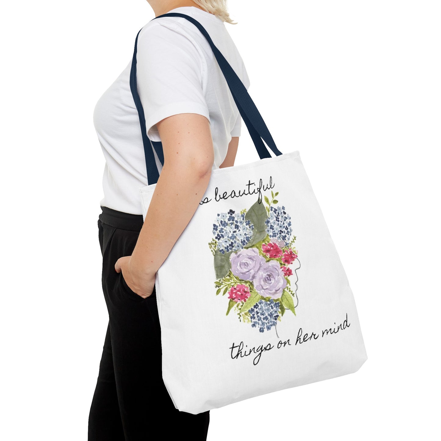 Watercolor "She Has Beautiful Things on Her Mind" Tote Bag