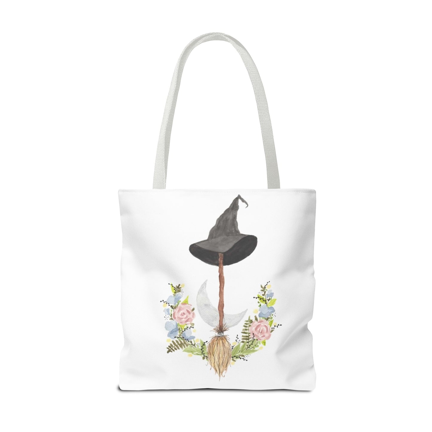 Watercolor Witchy Broomstick Tote Bag