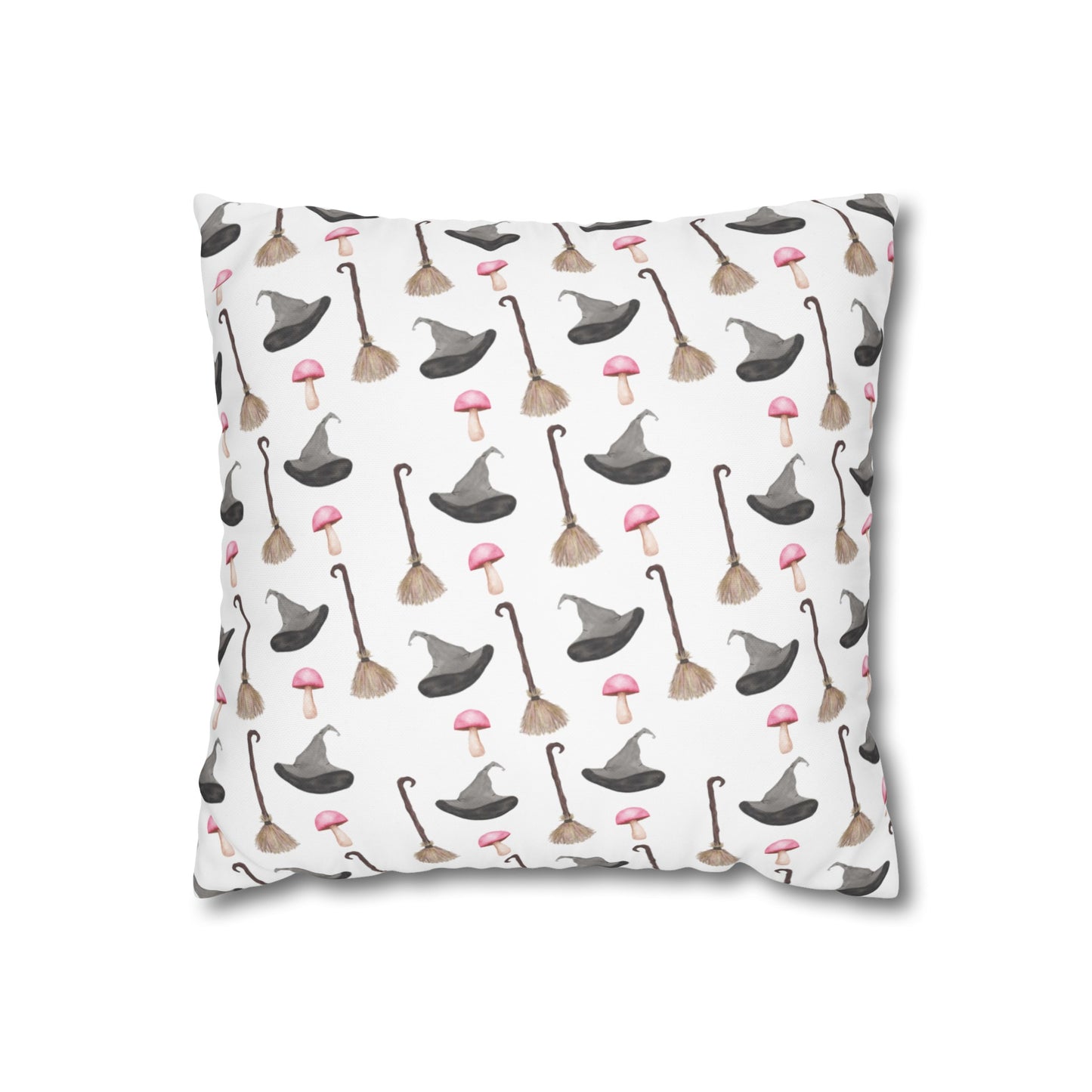 Watercolor Witchy Things Patterned Square Poly Canvas Pillow Cover - Pillow Not Included -