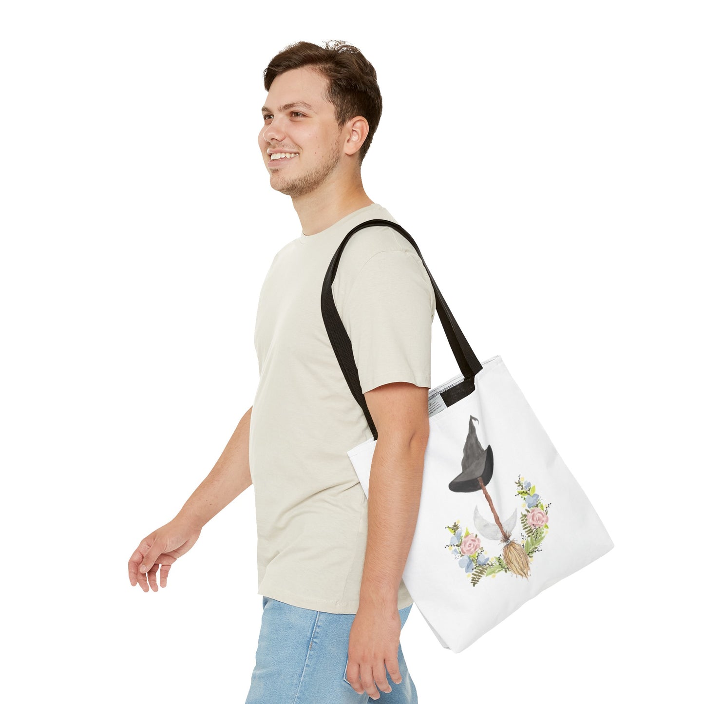 Watercolor Witchy Broomstick Tote Bag