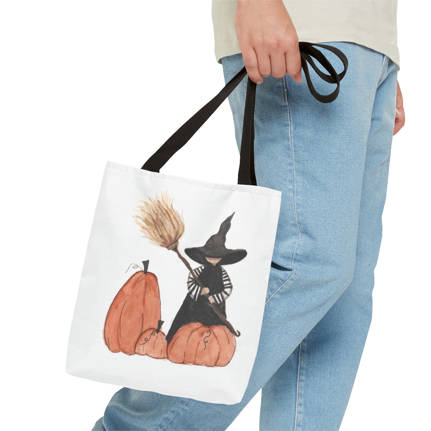 Halloween Watercolor Lil Witch Tote Bag
