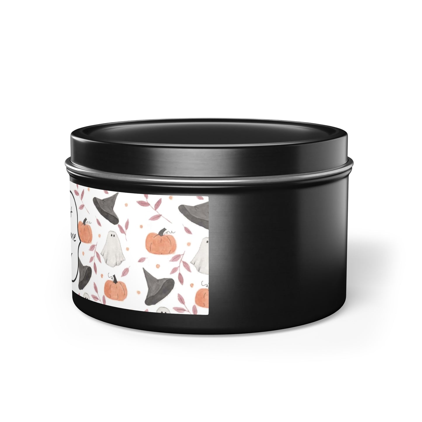 Halloween Watercolor Pattern "Most Wonderful Time of the Year" Tin Candles