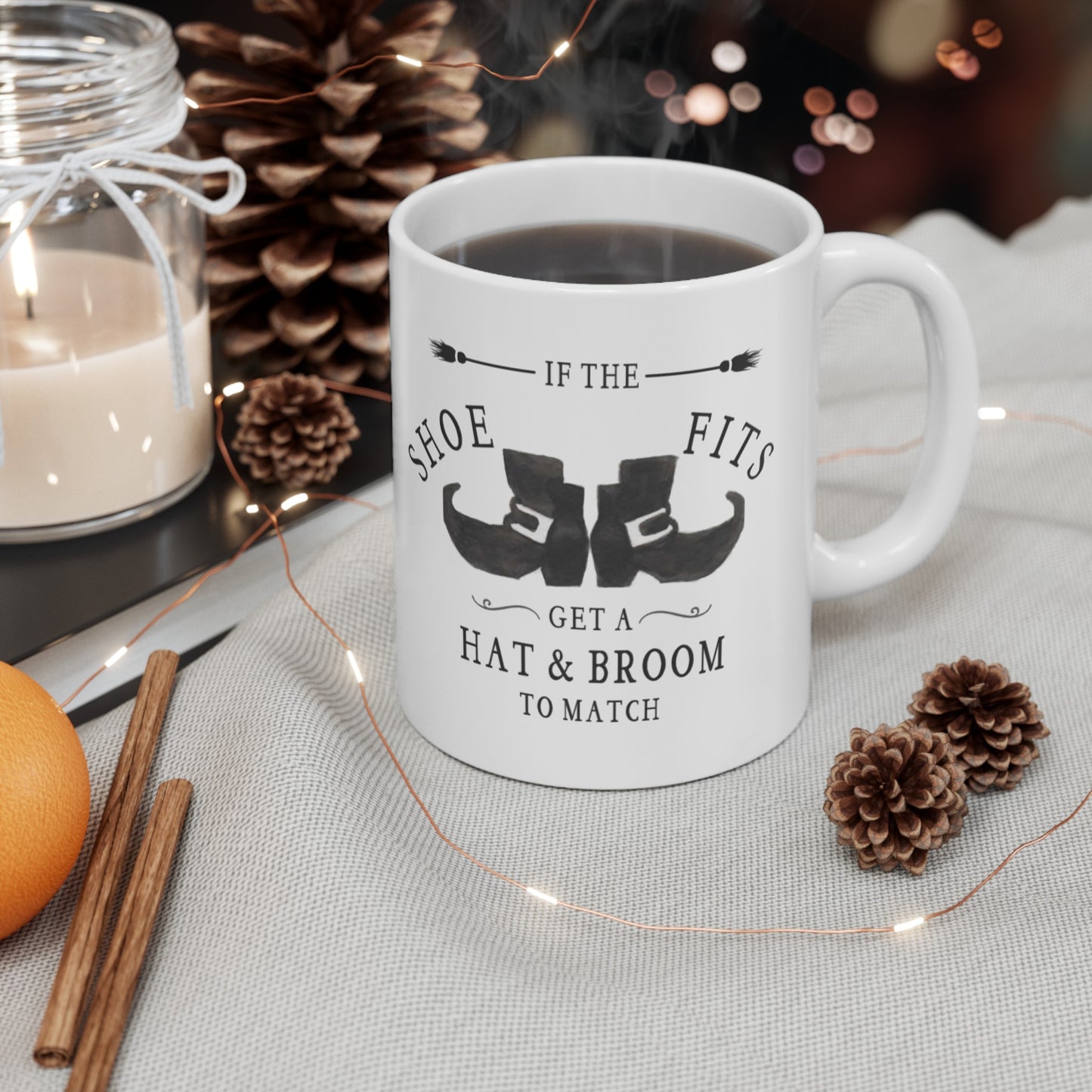 Halloween Watercolor Witch If the Shoe Fits Ceramic Mug