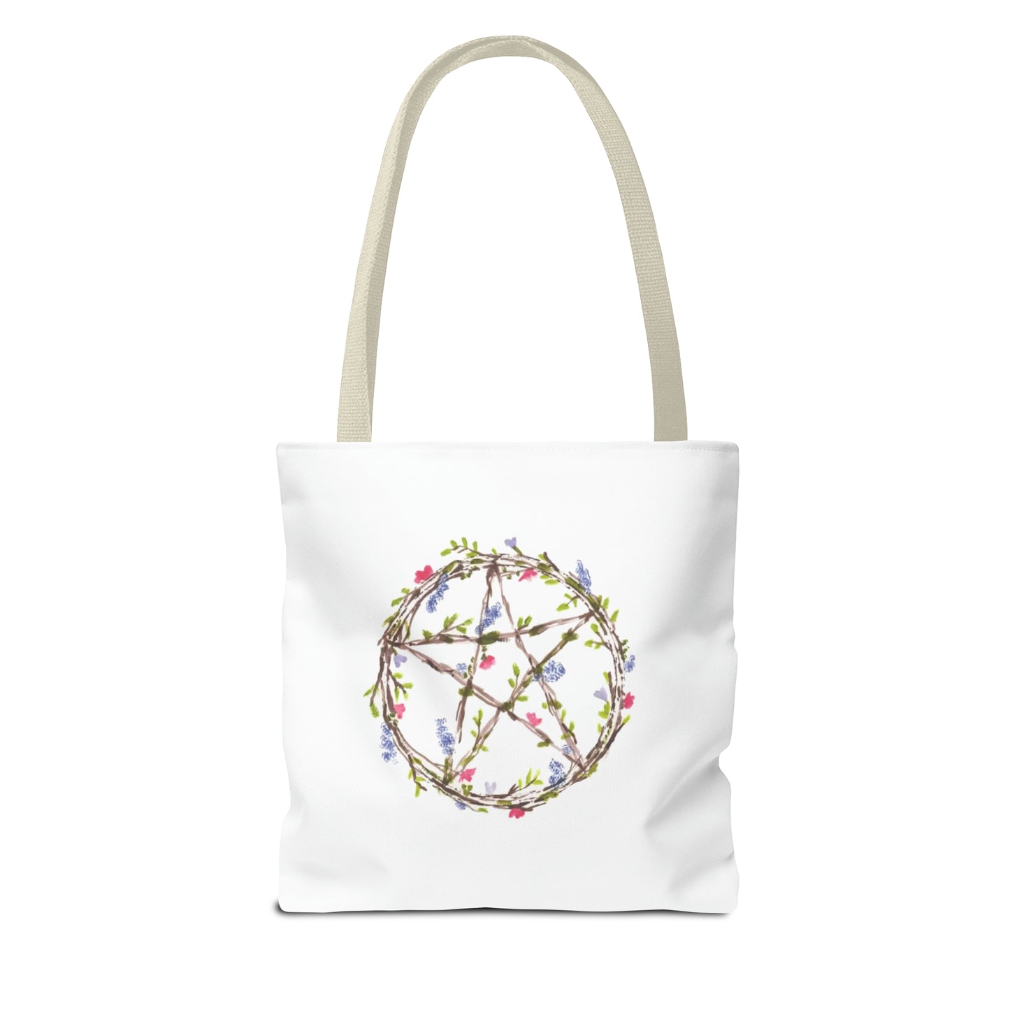 Watercolor Floral Pentacle Tote Bag