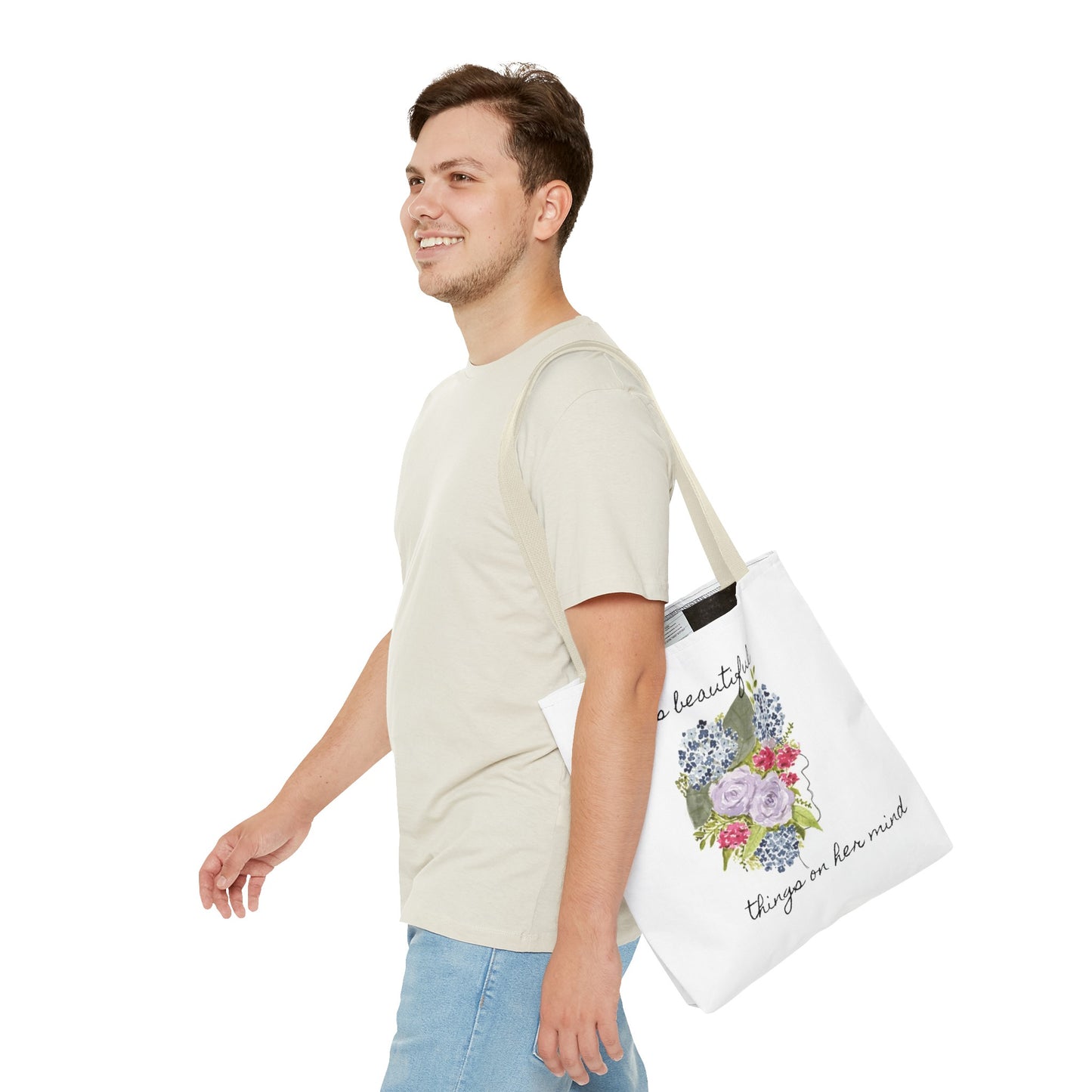 Watercolor "She Has Beautiful Things on Her Mind" Tote Bag