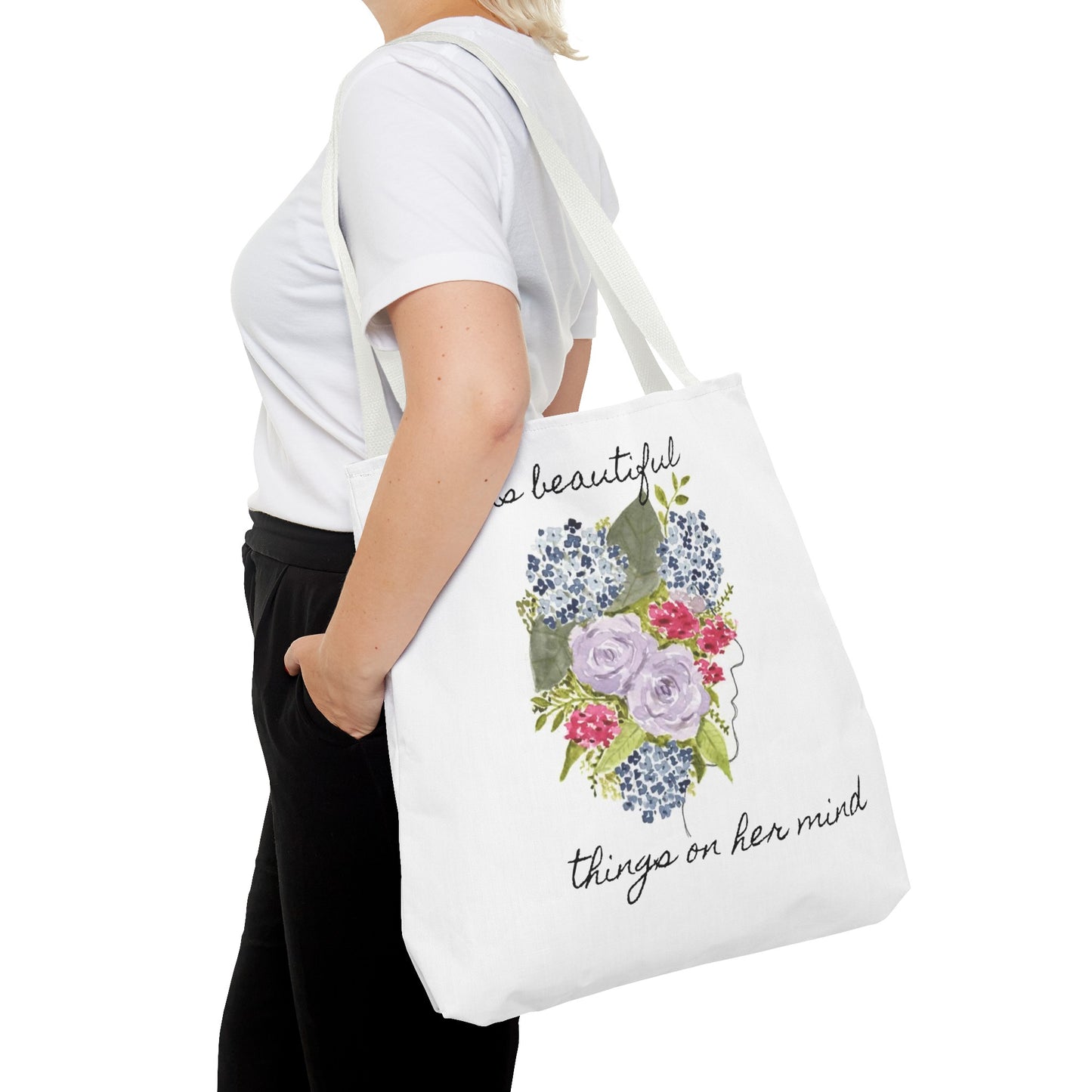 Watercolor "She Has Beautiful Things on Her Mind" Tote Bag