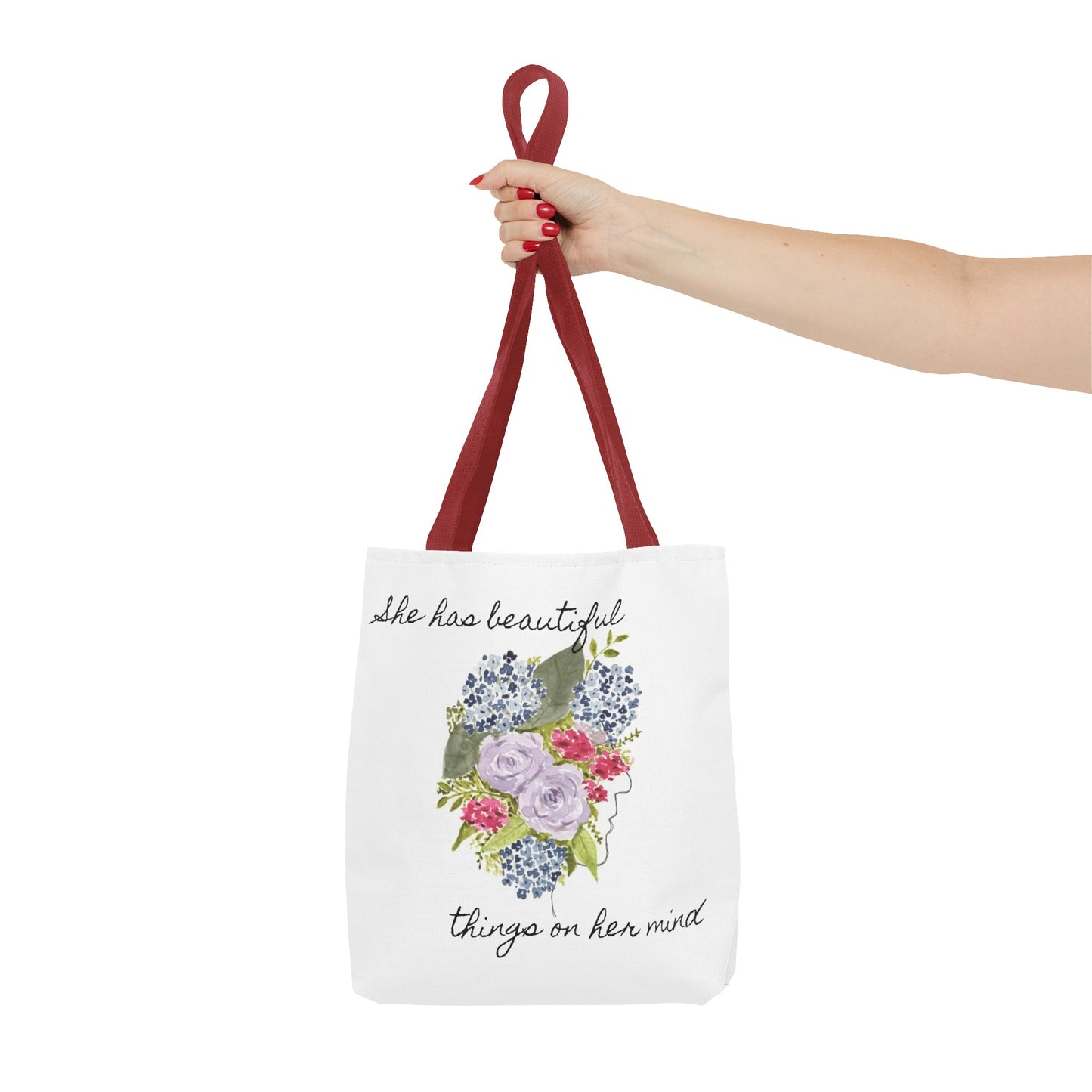 Watercolor "She Has Beautiful Things on Her Mind" Tote Bag