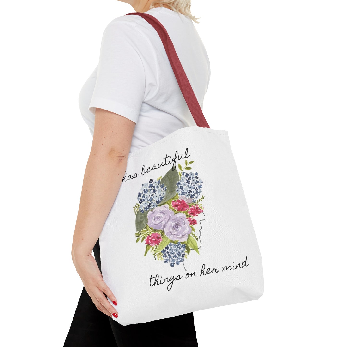 Watercolor "She Has Beautiful Things on Her Mind" Tote Bag