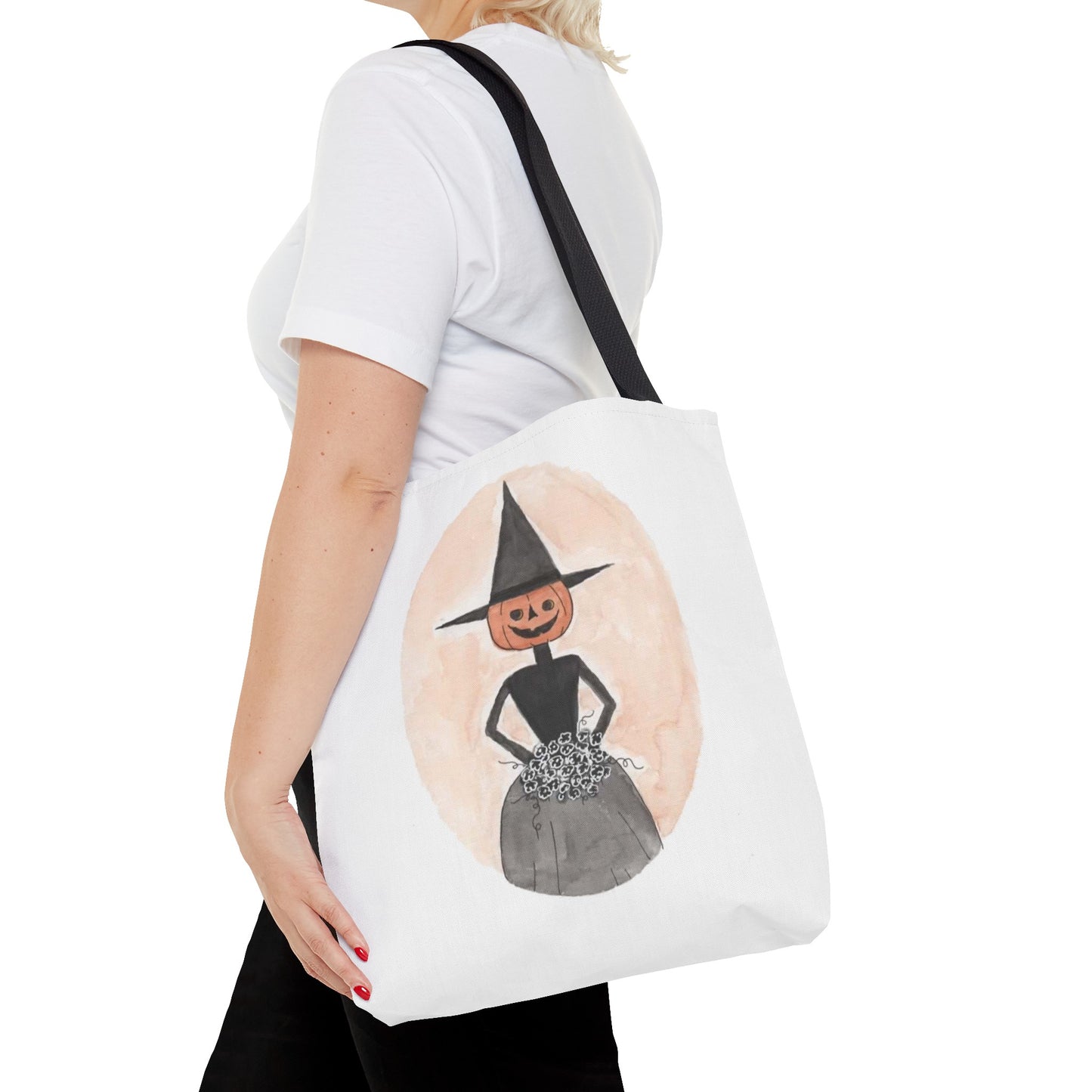 Halloween Watercolor Proper Pumpkin Lady Tote Bag