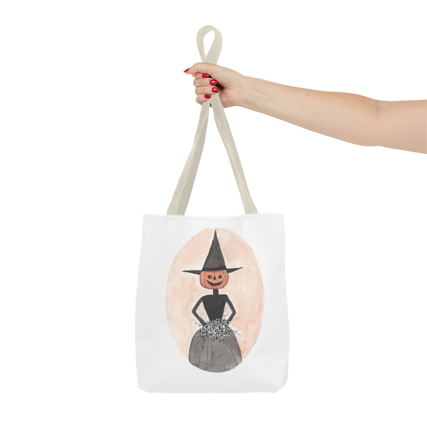 Halloween Watercolor Proper Pumpkin Lady Tote Bag