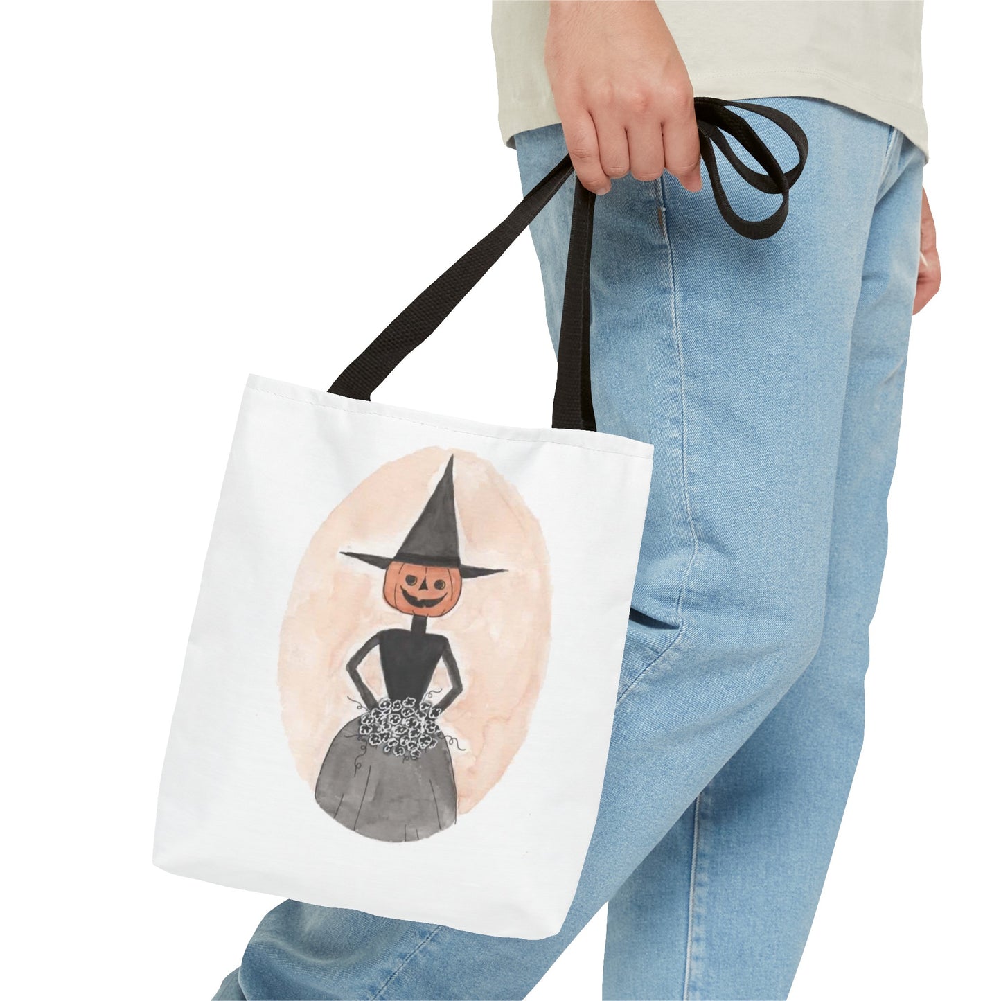 Halloween Watercolor Proper Pumpkin Lady Tote Bag