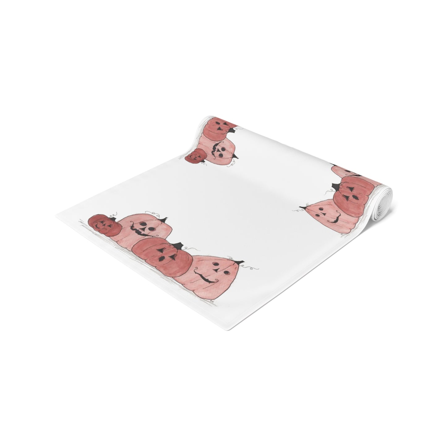 Halloween Watercolor Pumpkin Table Runner (Cotton, Poly)